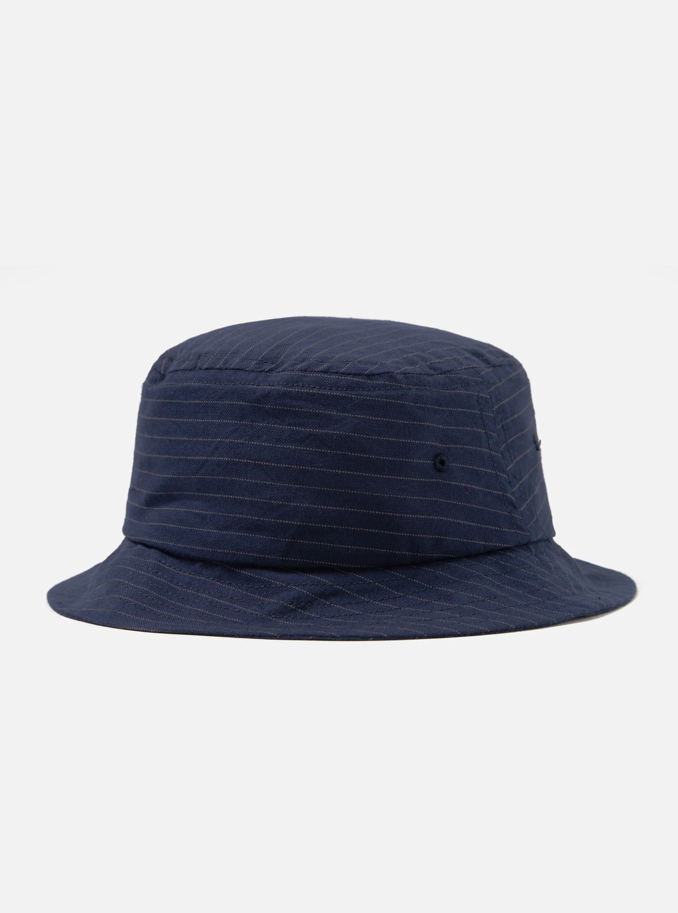 Universal Works Lewis Hat in Navy Cotton Pinstripe sold by Universal Works