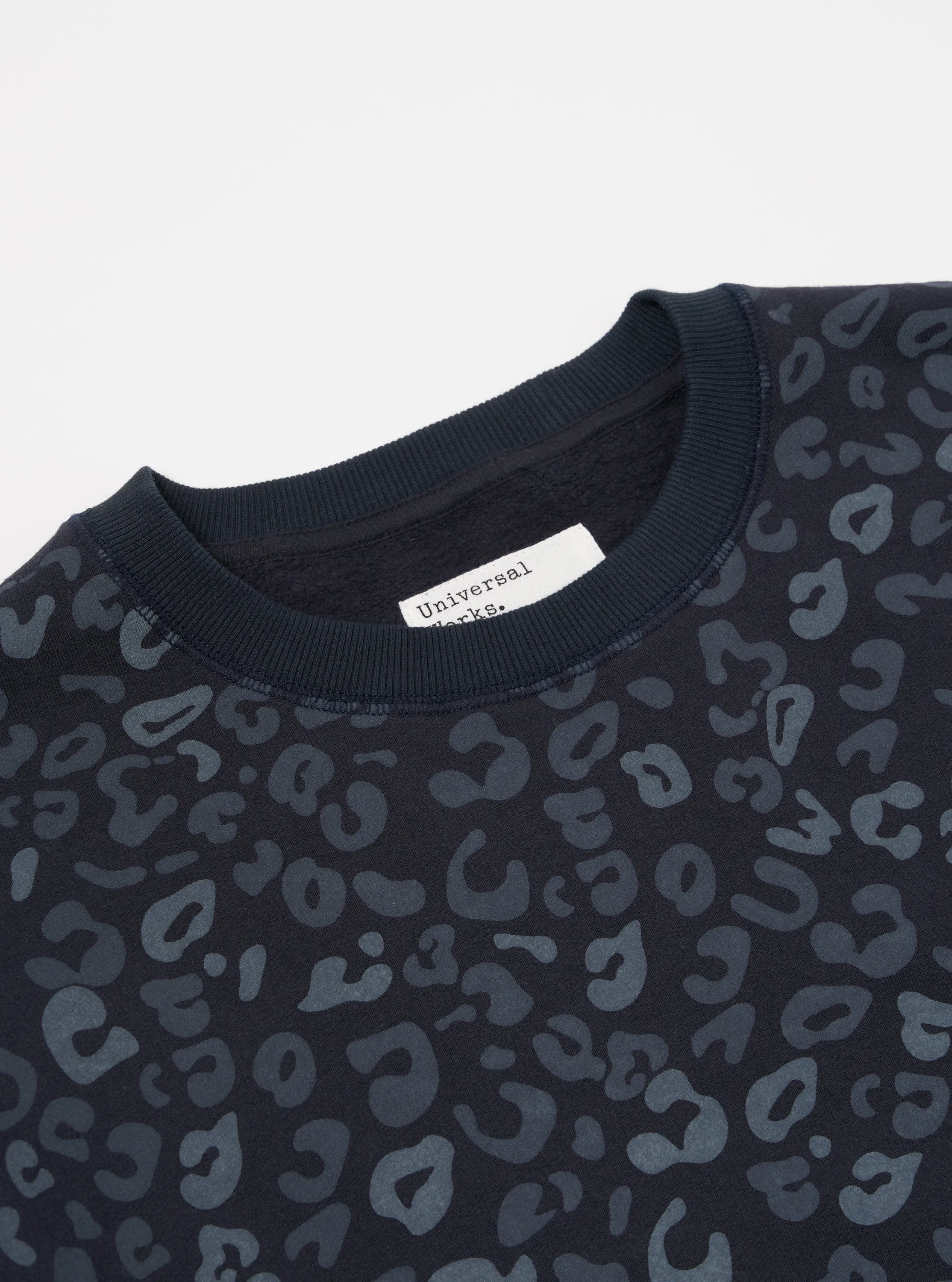 Universal Works Loose Sweatshirt in Navy Leopard Brush Back sold by Universal Works product image thumbnail 4