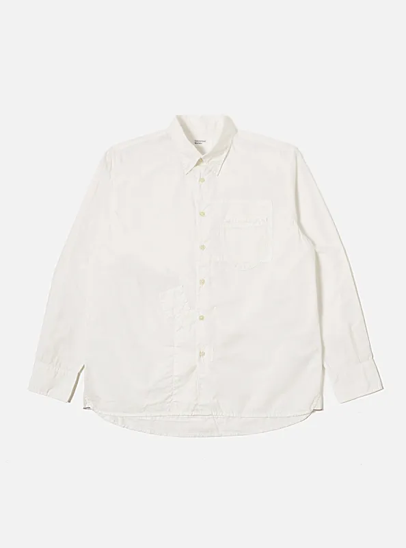 Universal Works Patched Lazy Day Shirt in White Poplin sold by Universal Works