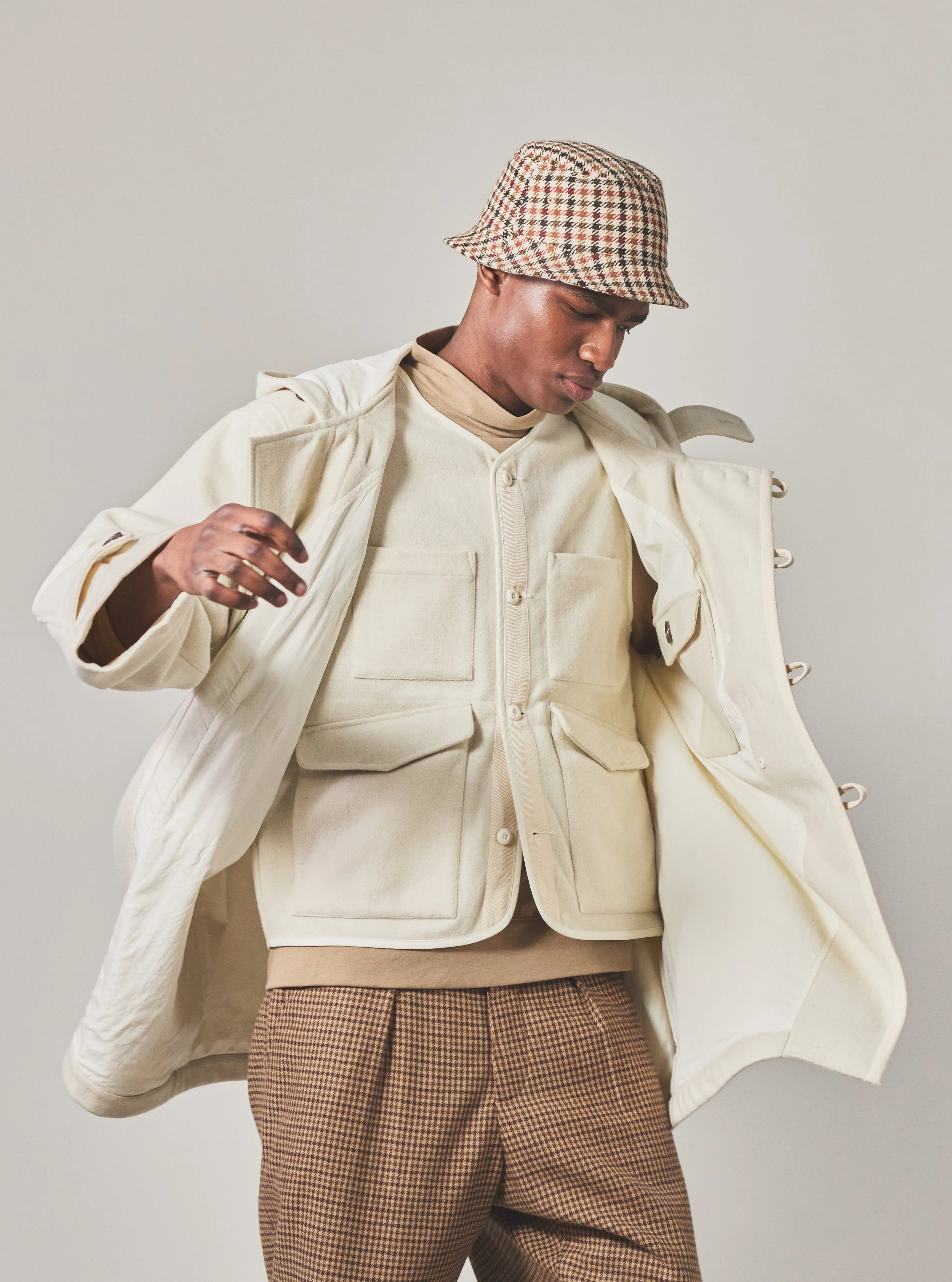 Universal Works 4 Pocket Gilet in Ecru Marl Mowbray sold by Universal Works product image thumbnail 2