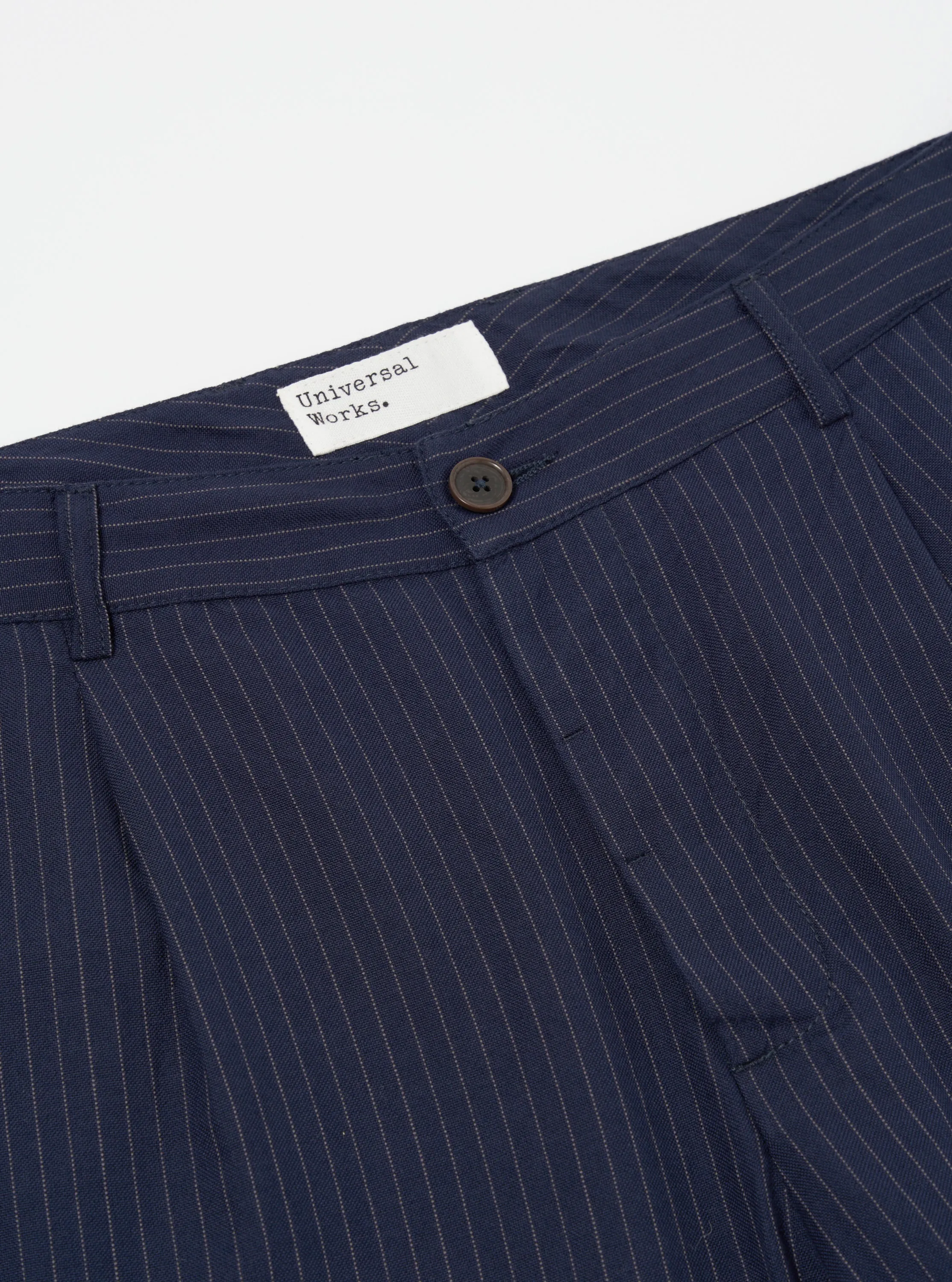 Universal Works Duke Pant in Navy Cotton Pinstripe sold by Universal Works product image thumbnail 4