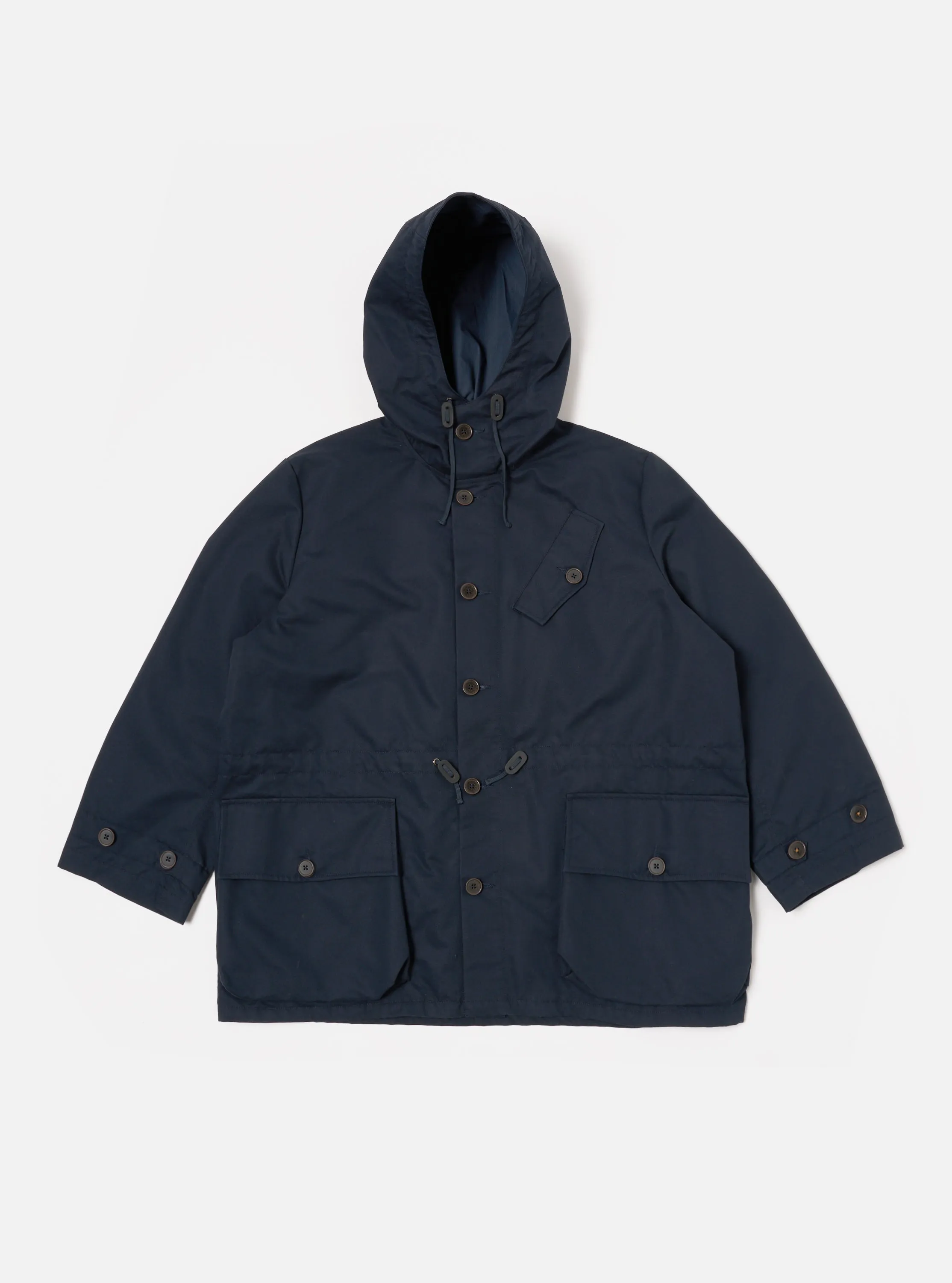 Navy Brushed Polytech Boston Parka sold by Universal Works