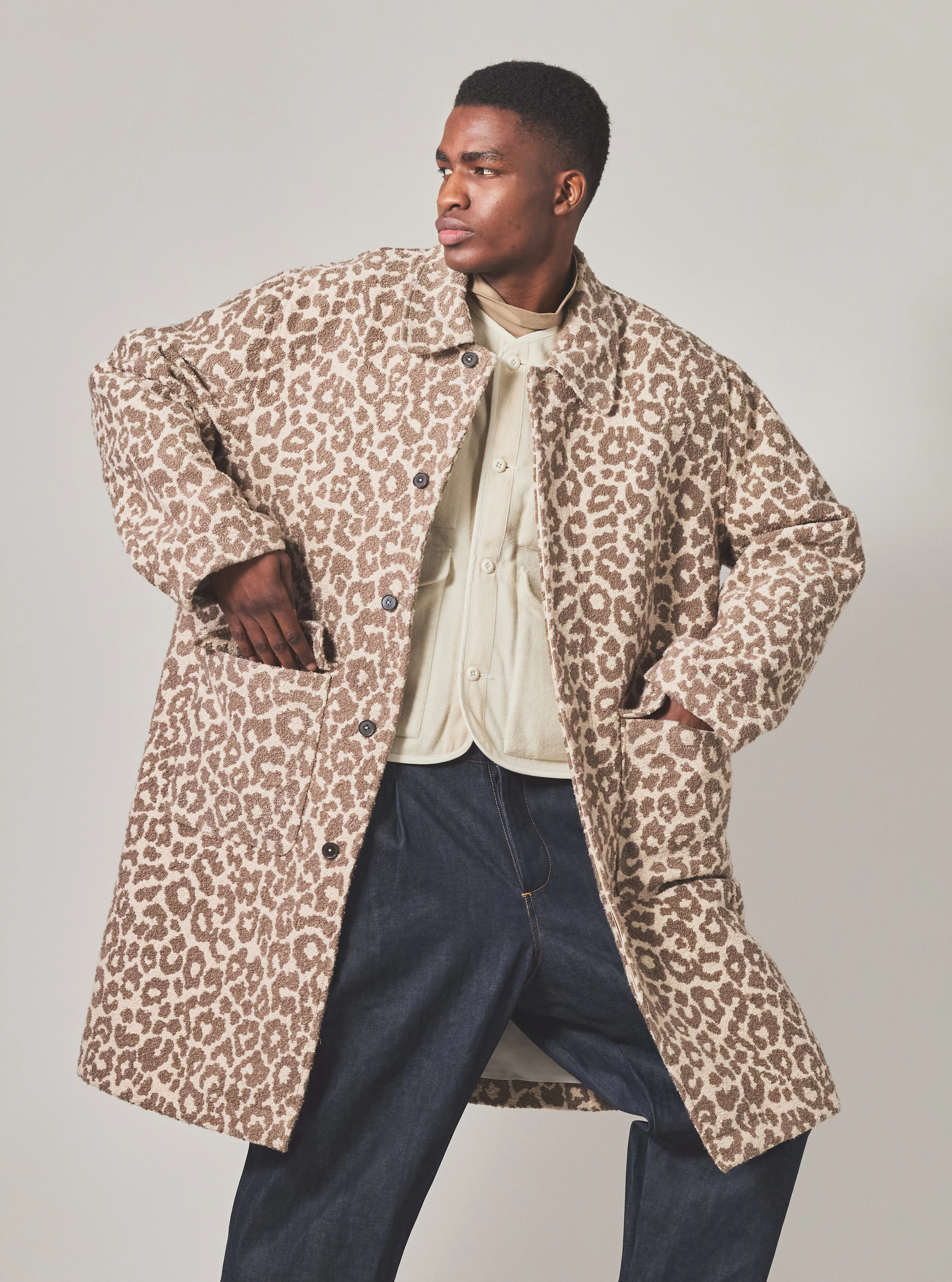 Natural Crazy Leopard Account Coat sold by Universal Works product image thumbnail 2