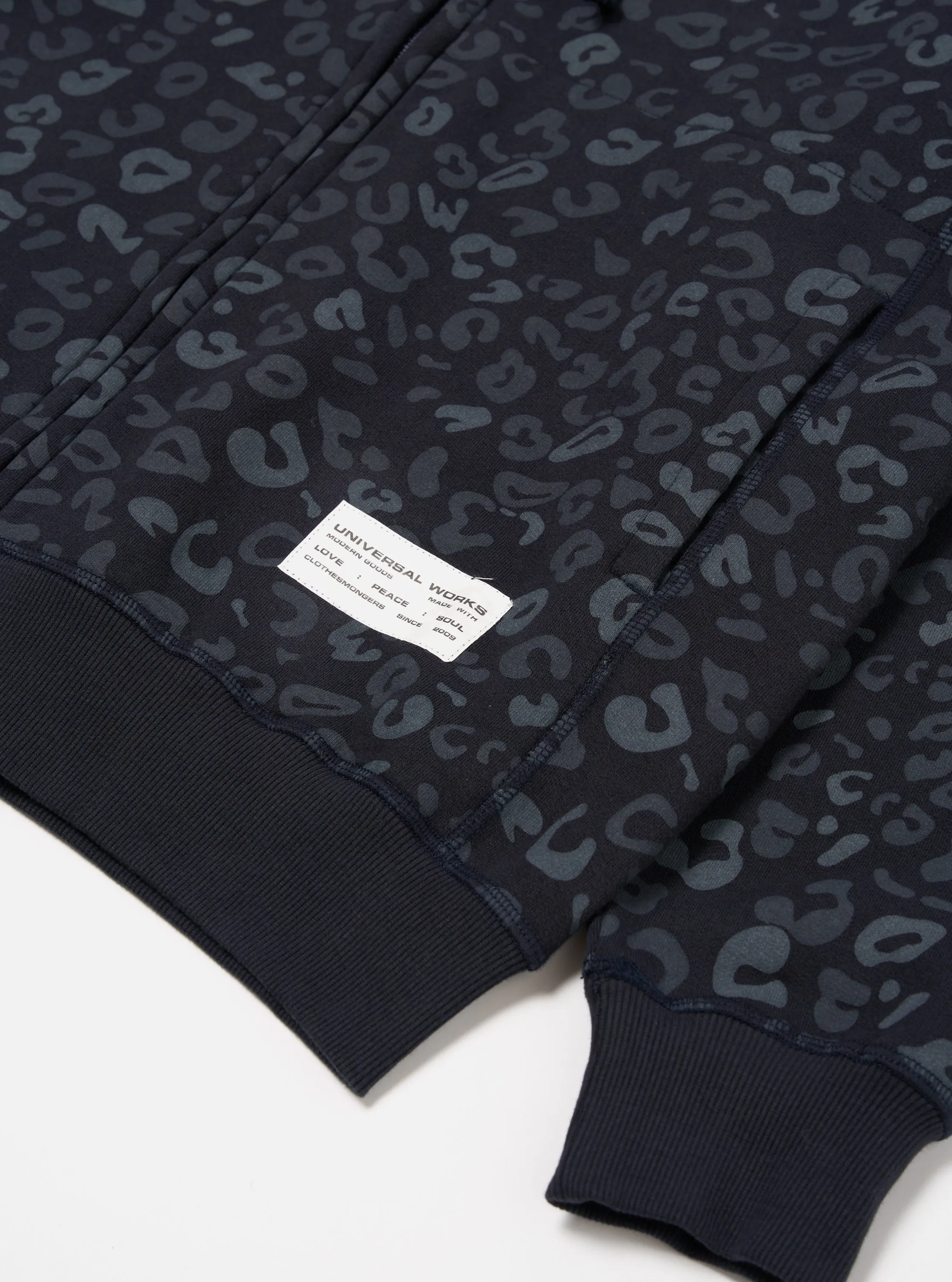 Universal Works New York Hoody in Navy Leopard Brush Back sold by Universal Works product image thumbnail 5
