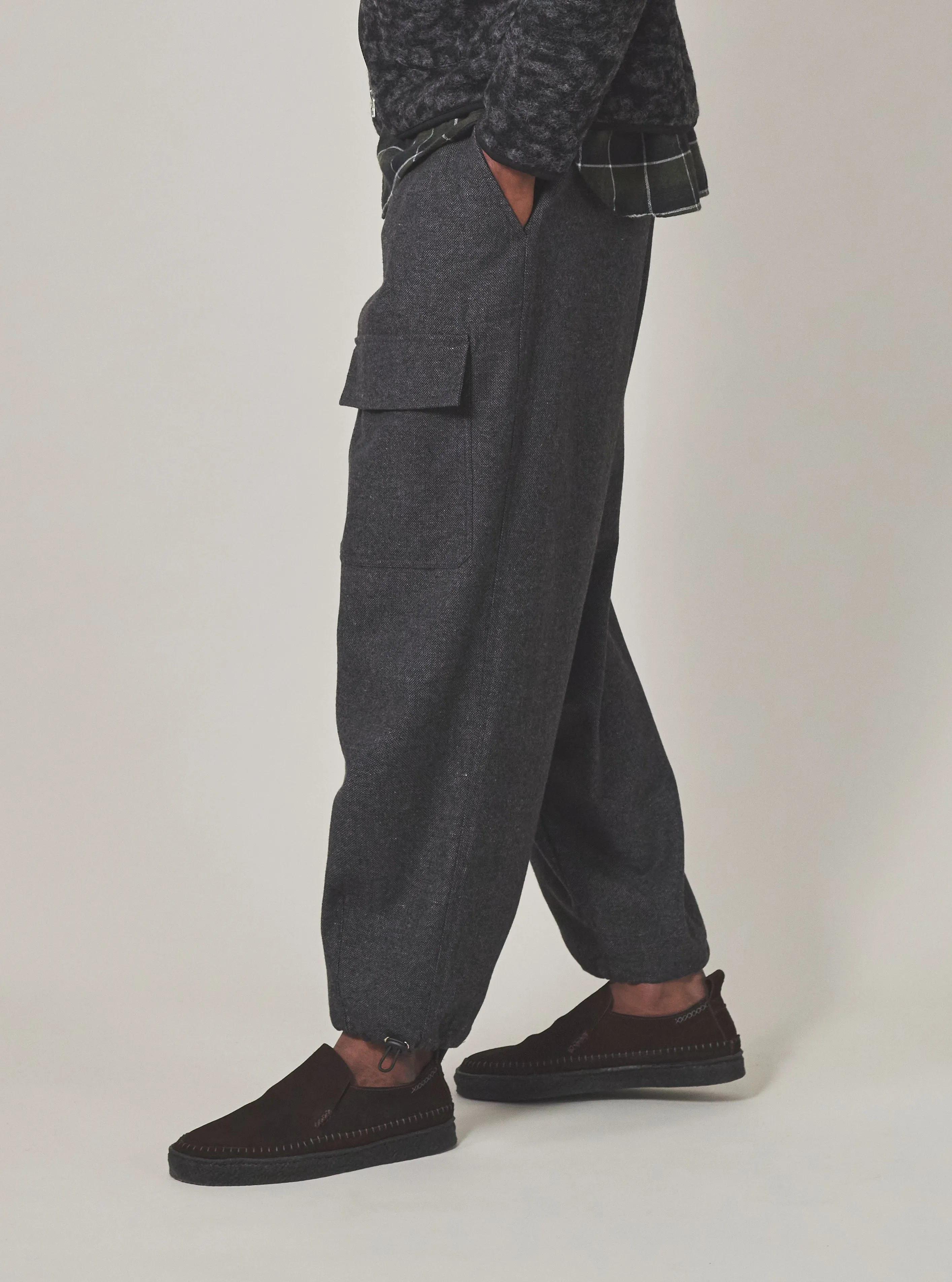 Universal Works Loose Pilot Trouser in Grey Anders Wool Upcycled sold by Universal Works product image thumbnail 2