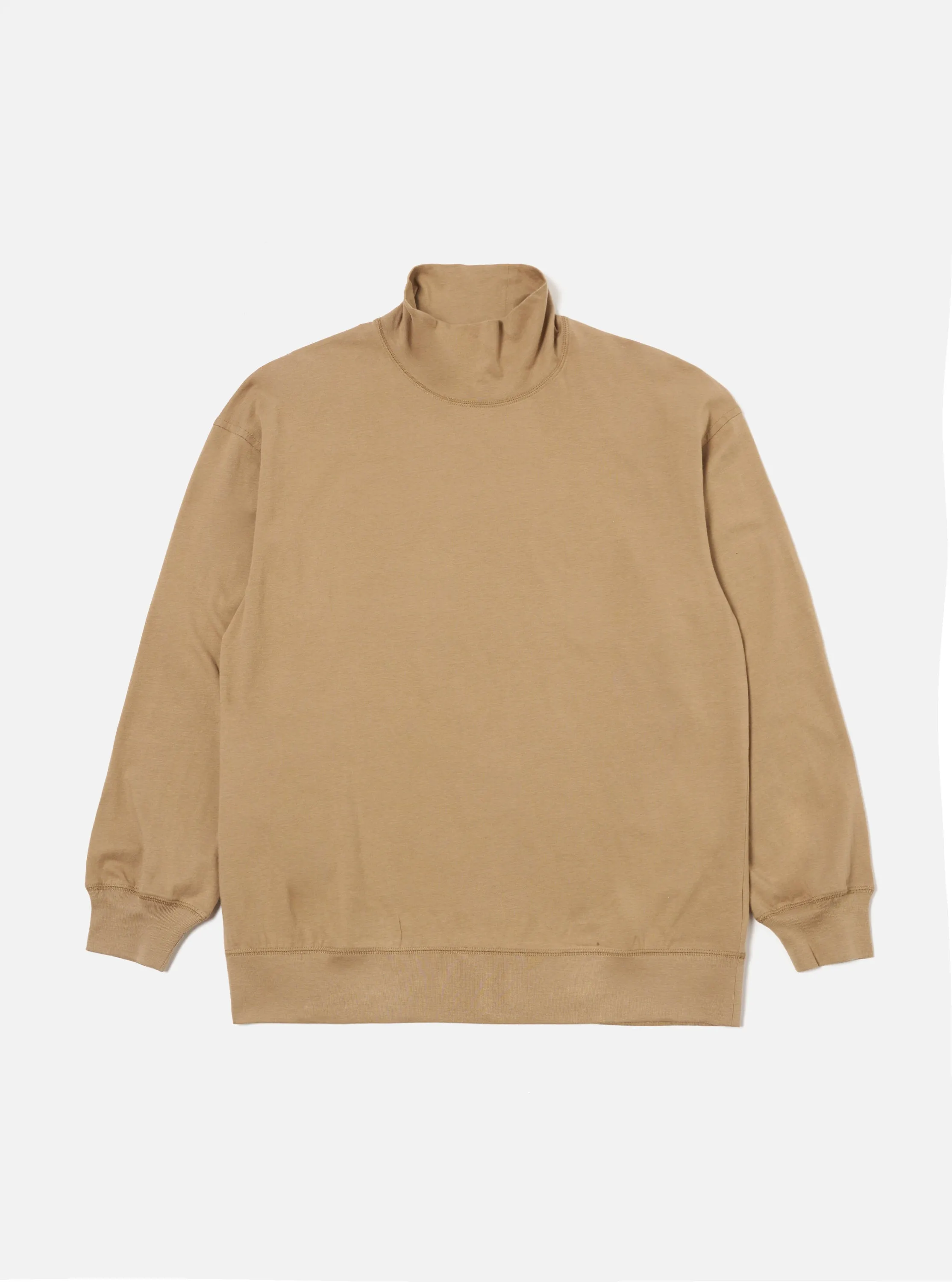 Sand Single Jersey Funnel Neck Tee sold by Universal Works