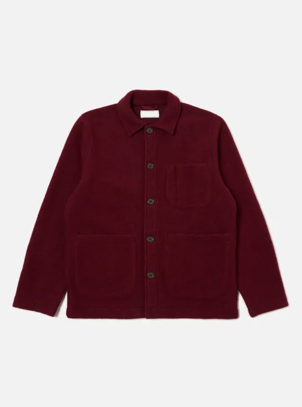 Universal Works Field Jacket in Deep Red Wool Fleece sold by Universal Works