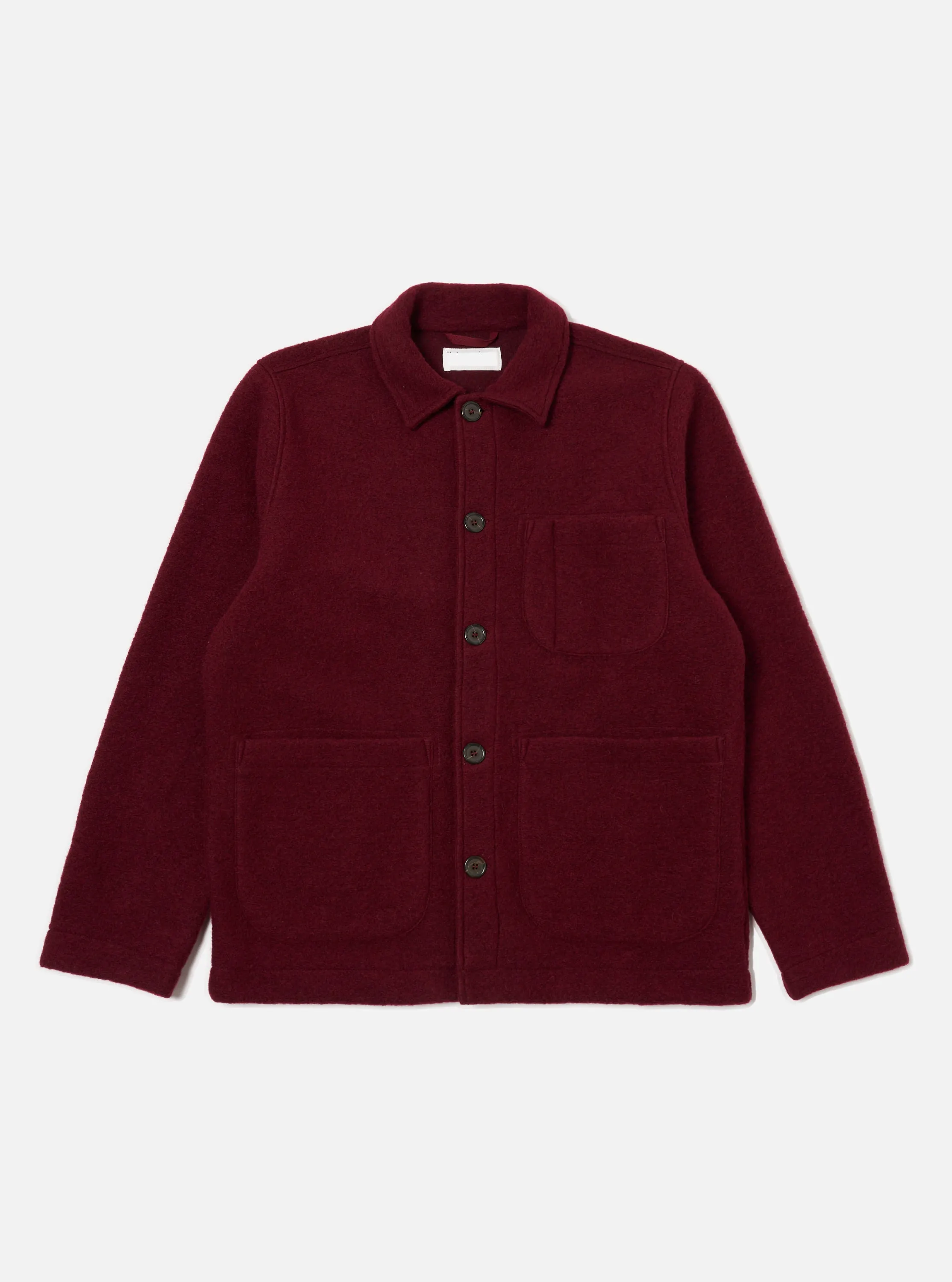 Universal Works Field Jacket in Deep Red Wool Fleece sold by Universal Works