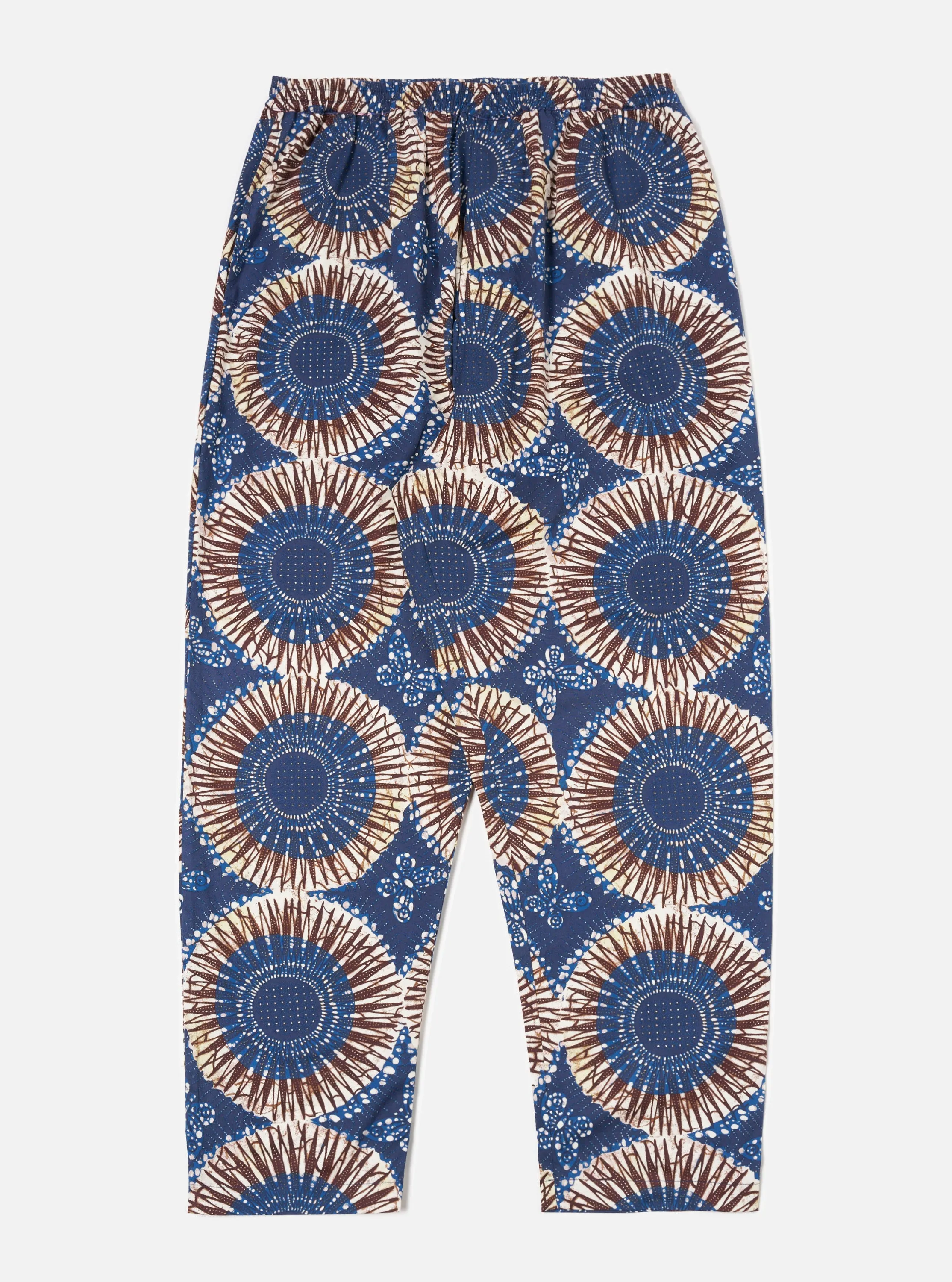 Universal Works Pyjama Pant in Navy Hokkoh Print sold by Universal Works