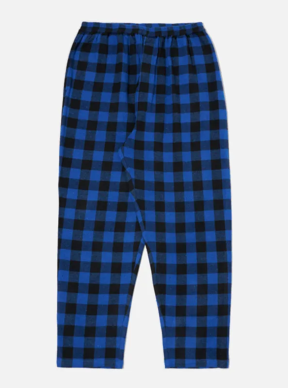 Blue Brushed Bold Gingham Pyjama Pant made by Universal Works