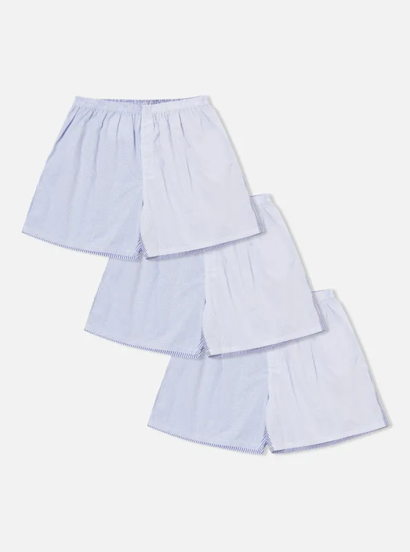 Universal Works 3 Pack Boxer Short in Blue Classic Mix sold by Universal Works