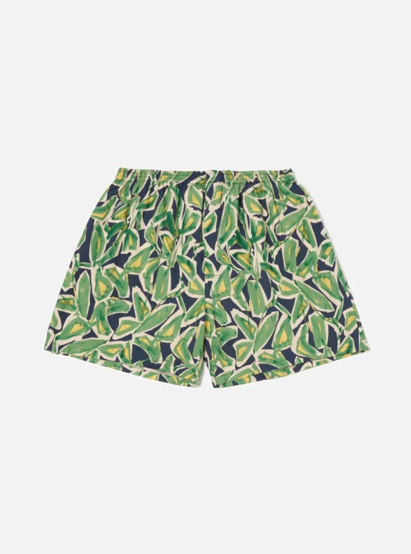 Universal Works Boxer Short in Navy Artist Flower Lincot sold by Universal Works