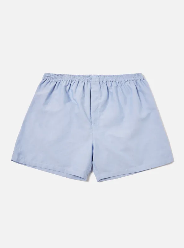 Universal Works Boxer Short in Blue Oxford Cotton sold by Universal Works