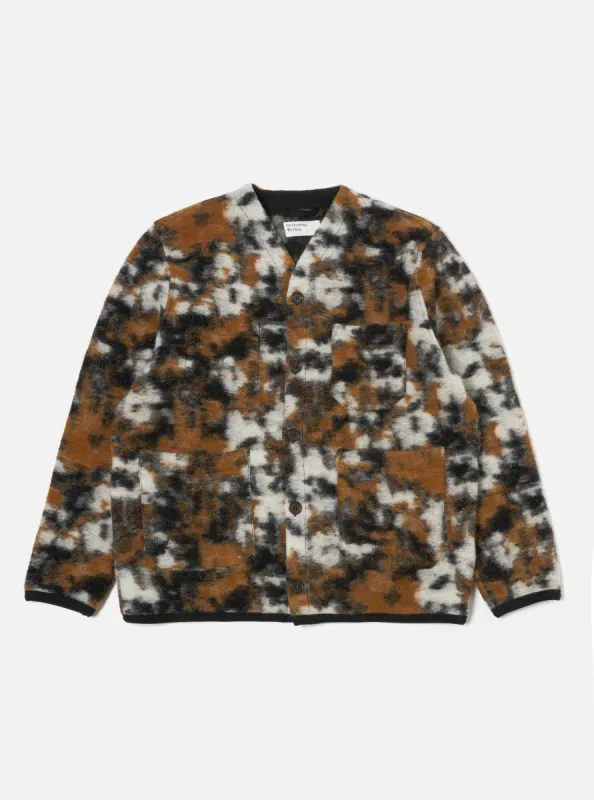 Universal Works Cardigan in Brown Ylang Flower Fleece sold by Universal Works