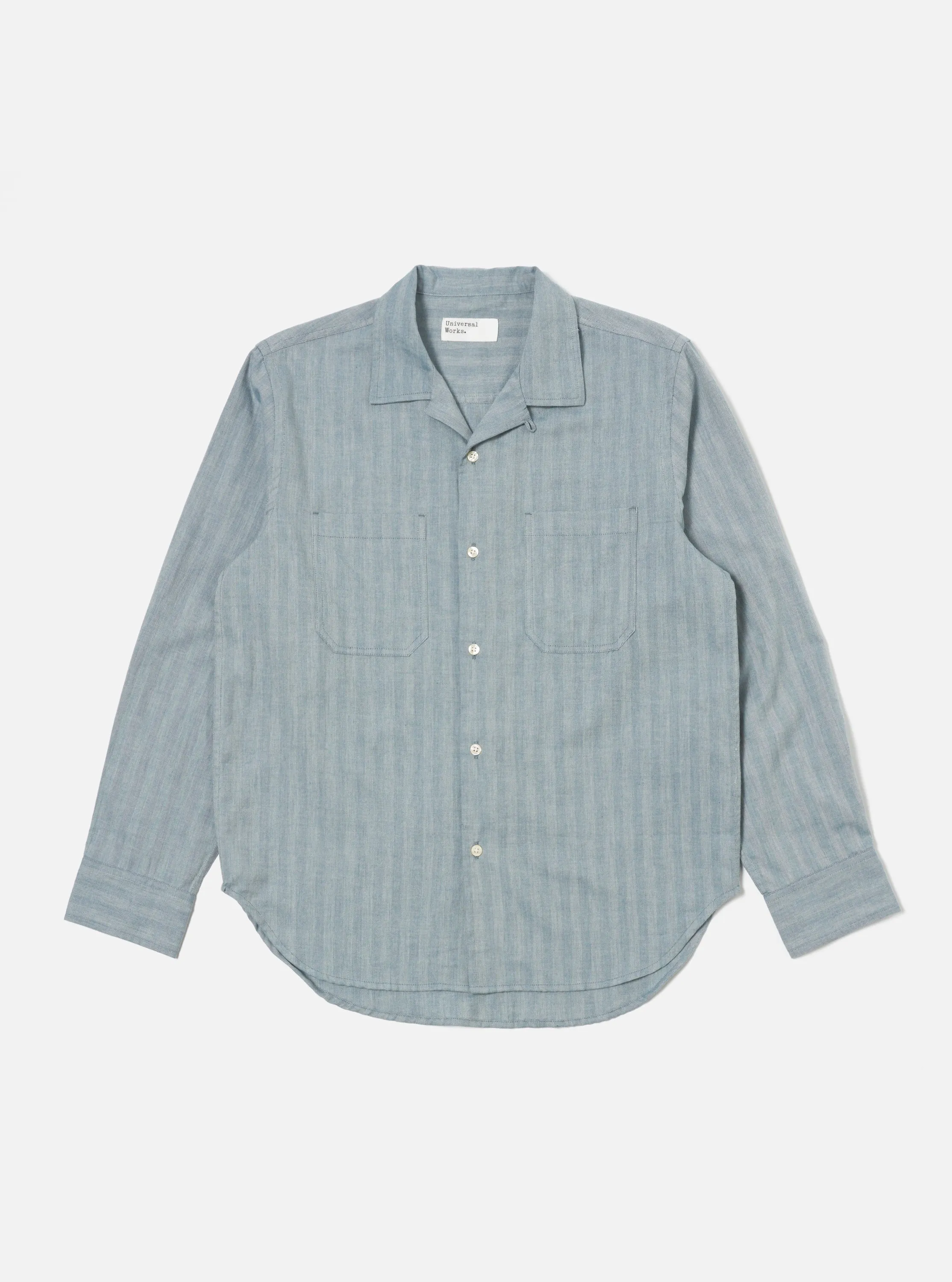 Universal Works Work Shirt in Blue Harlow Cotton sold by Universal Works