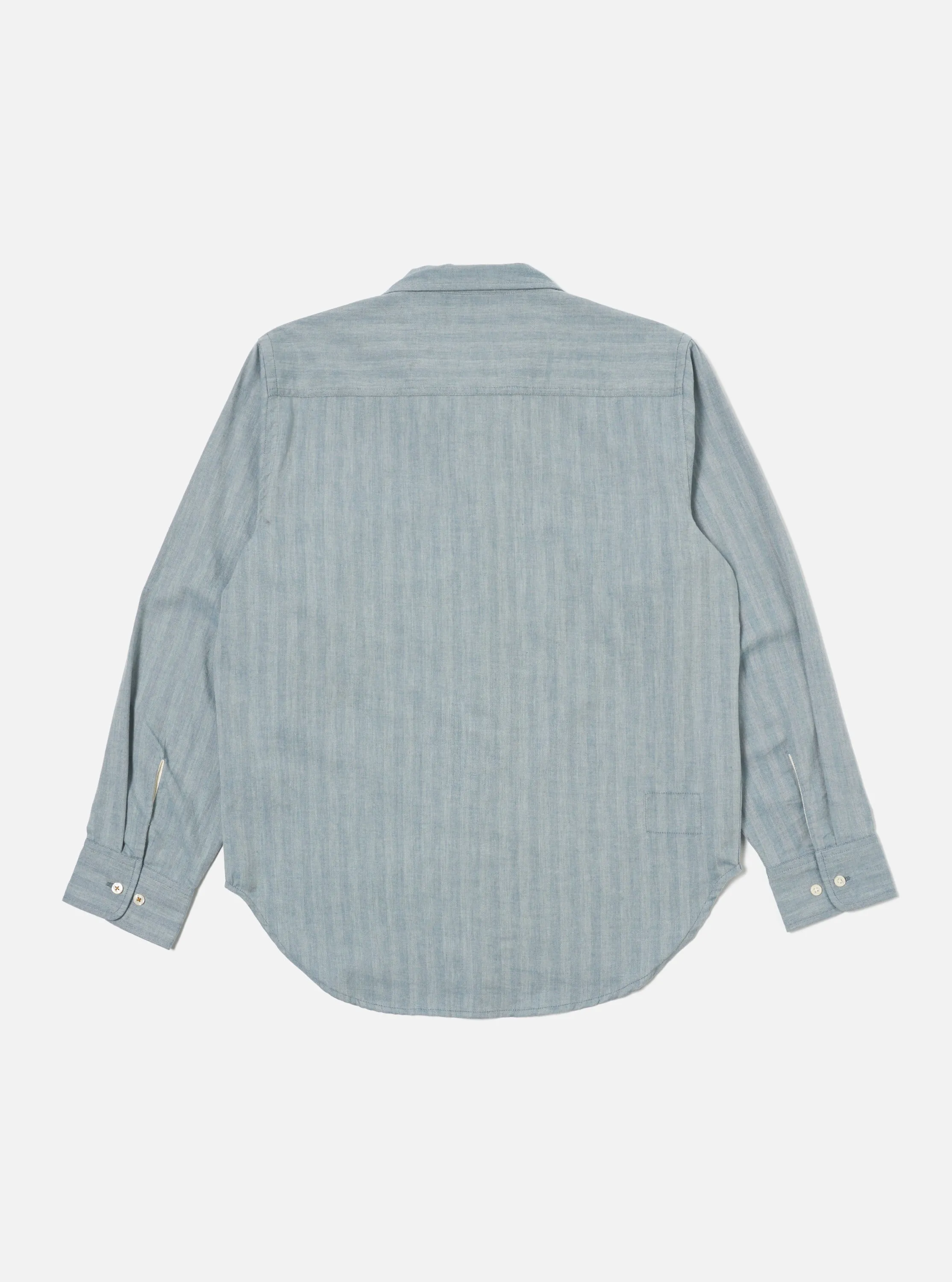 Universal Works Work Shirt in Blue Harlow Cotton sold by Universal Works product image thumbnail 2