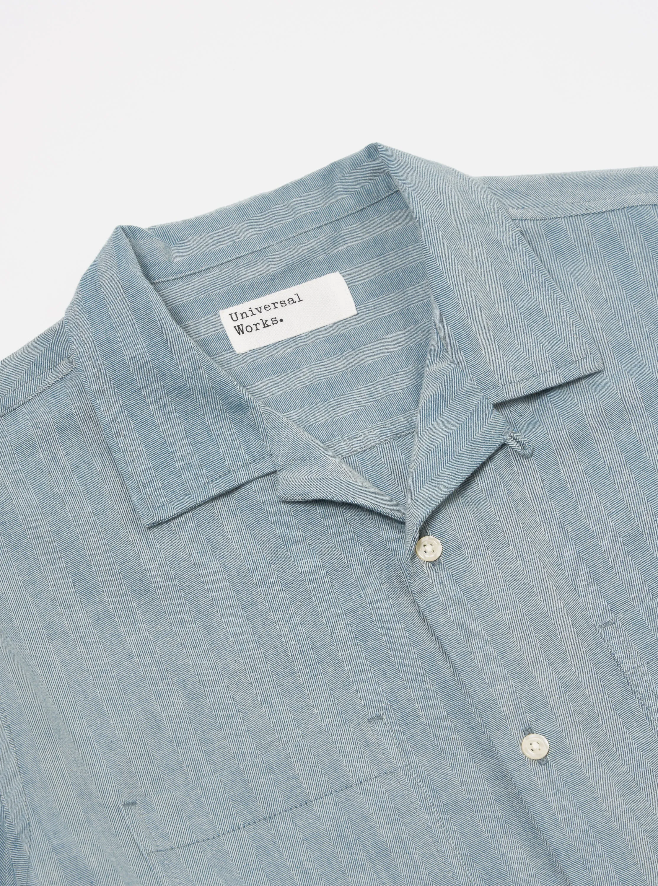 Universal Works Work Shirt in Blue Harlow Cotton sold by Universal Works product image thumbnail 3
