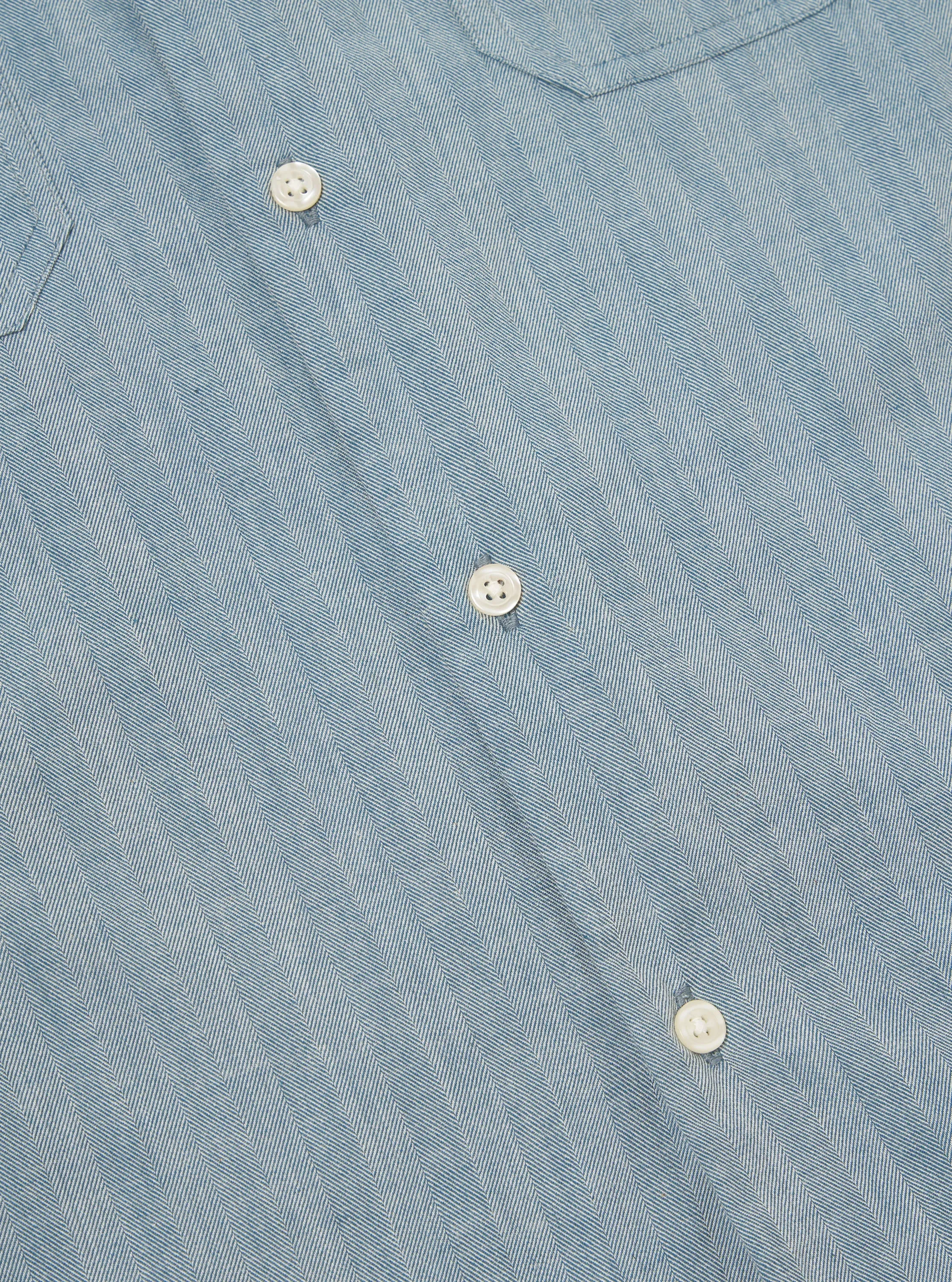 Universal Works Work Shirt in Blue Harlow Cotton sold by Universal Works product image thumbnail 4