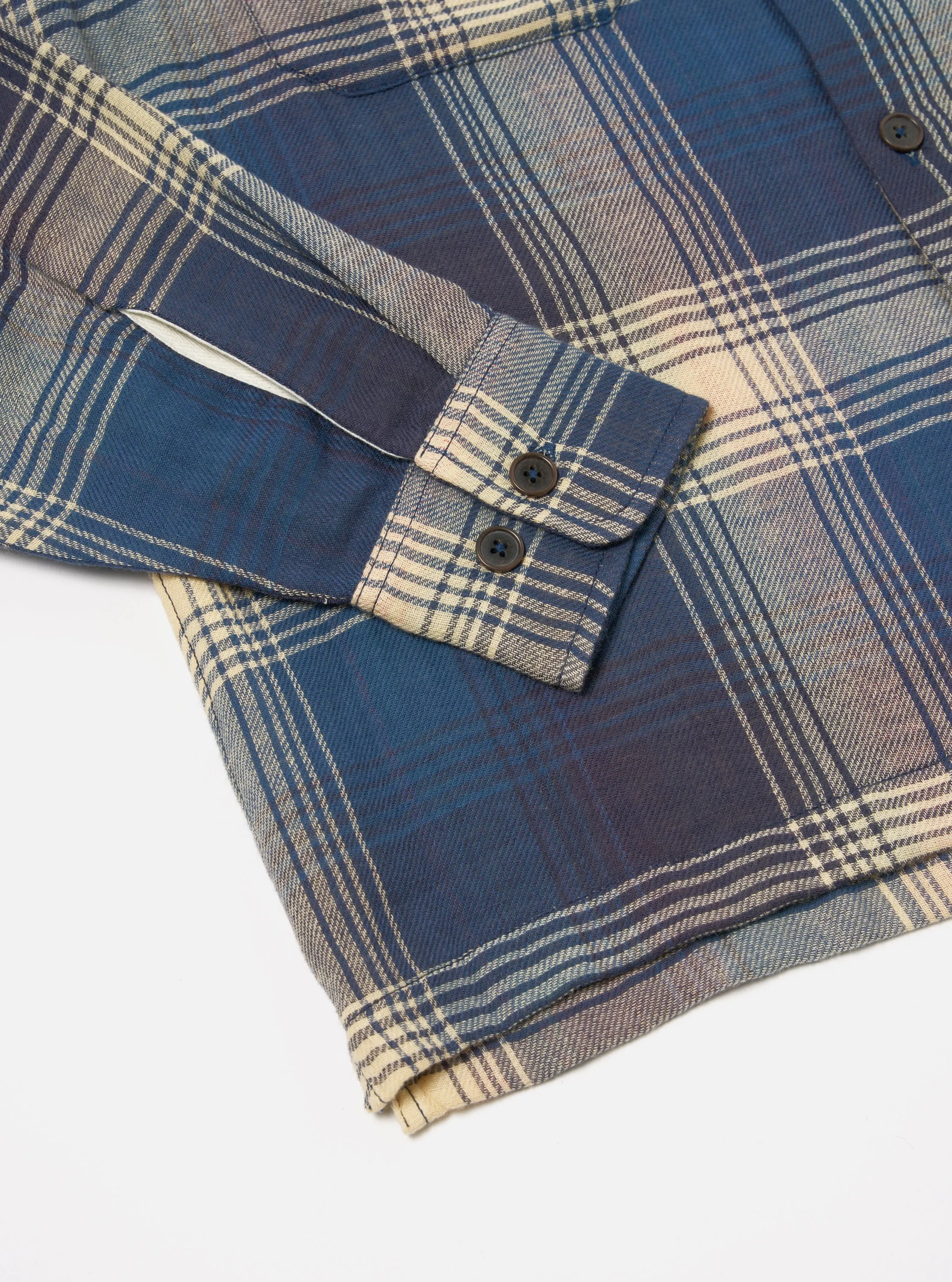 Universal Works L/S Utility Shirt in Navy Double Faced Check sold by Universal Works product image thumbnail 5