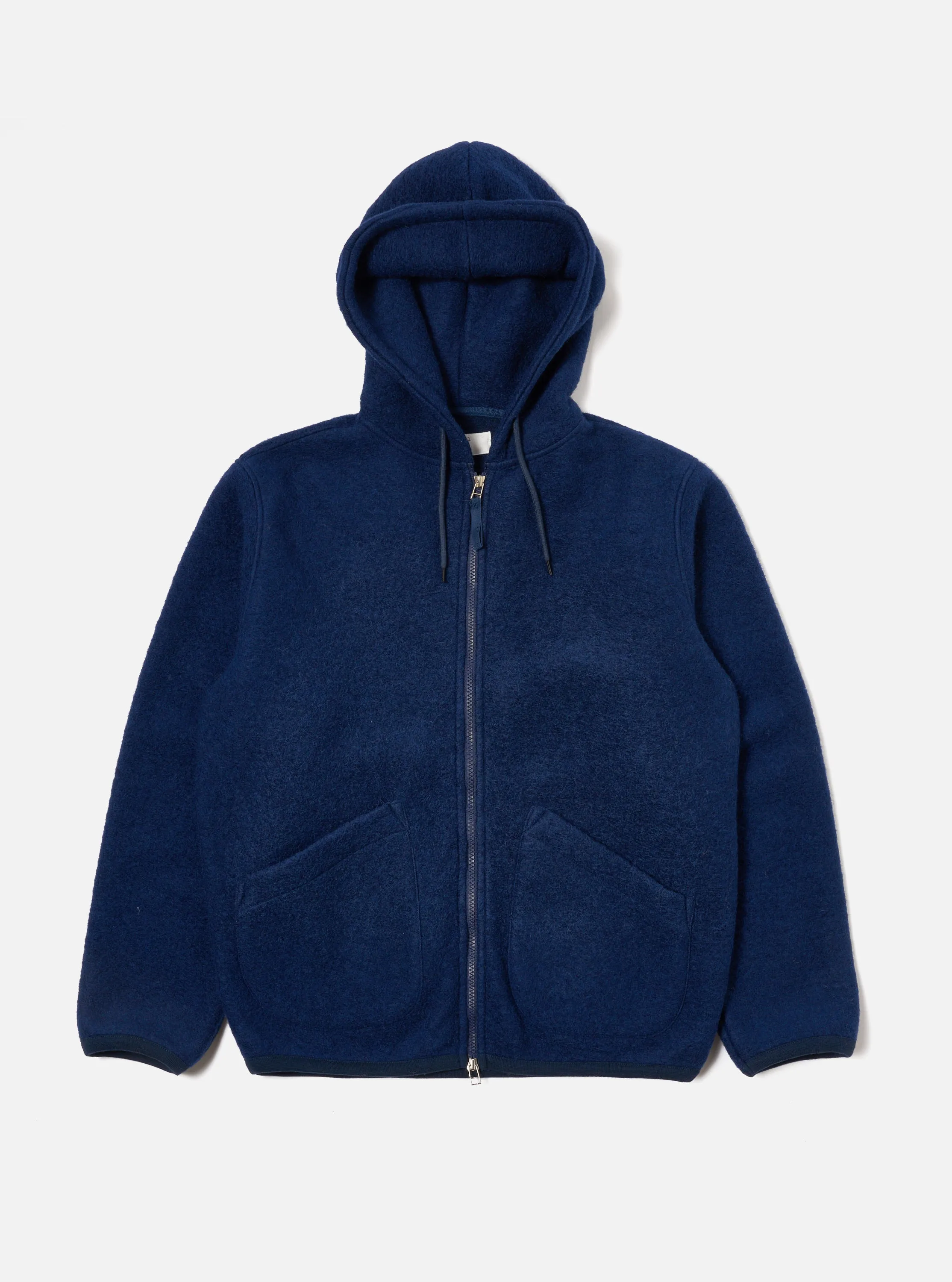Universal Works Travel Hoodie in Indigo Wool Fleece sold by Universal Works