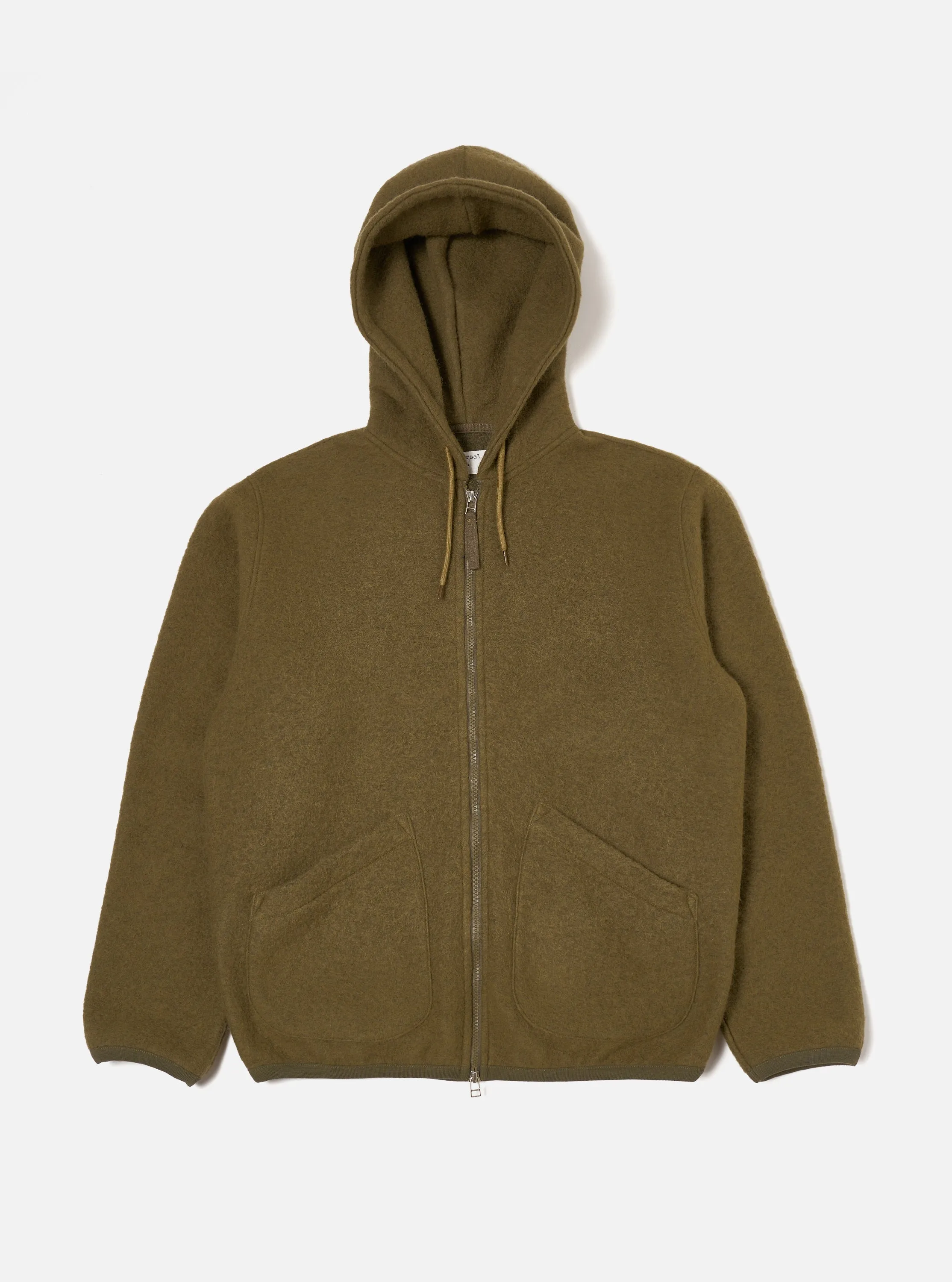 Universal Works Travel Hoodie in Lovat Wool Fleece sold by Universal Works