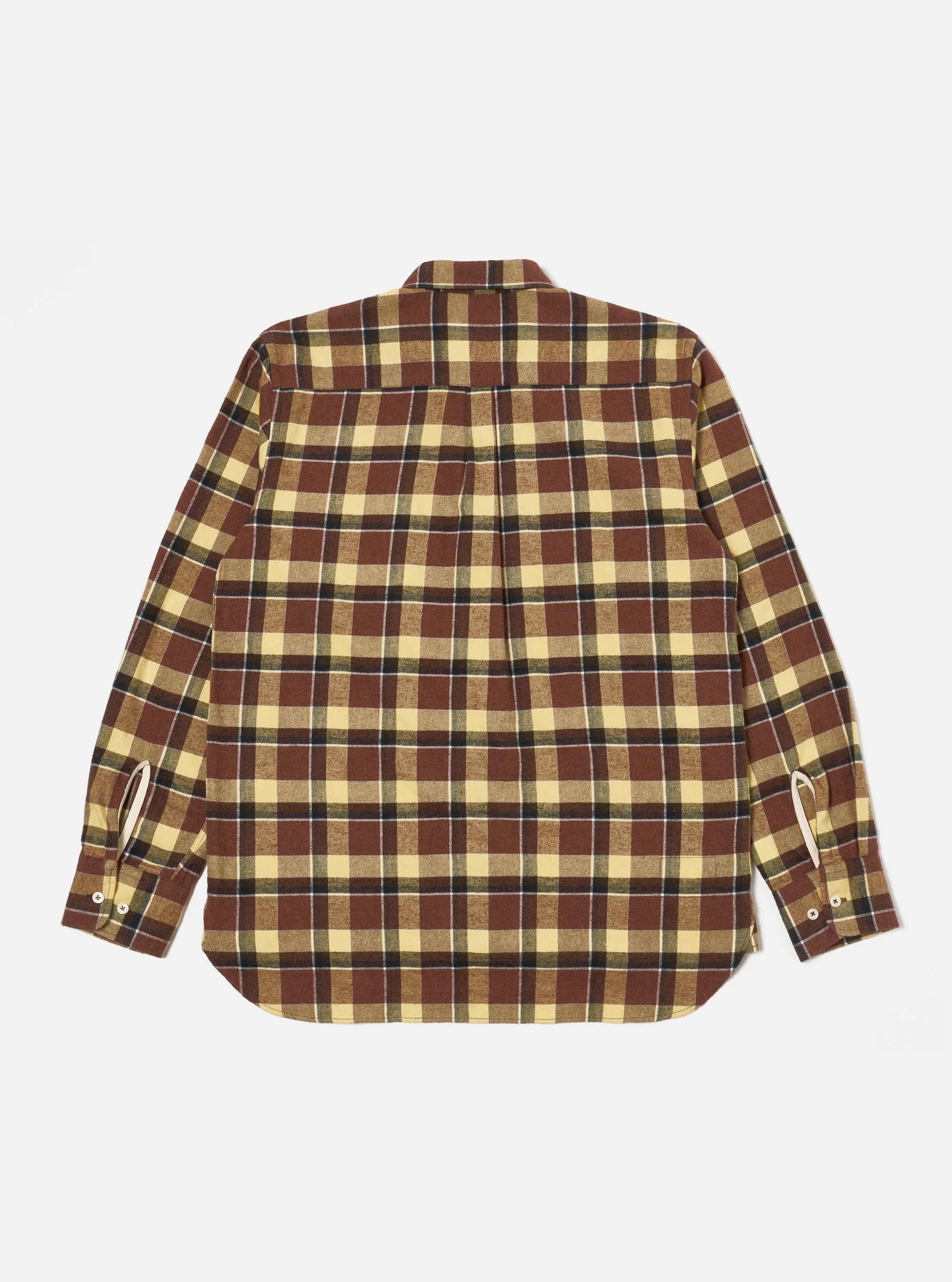 Universal Works Lazy Day Shirt in Yellow/Brown Brushed Twill Check sold by Universal Works product image thumbnail 2