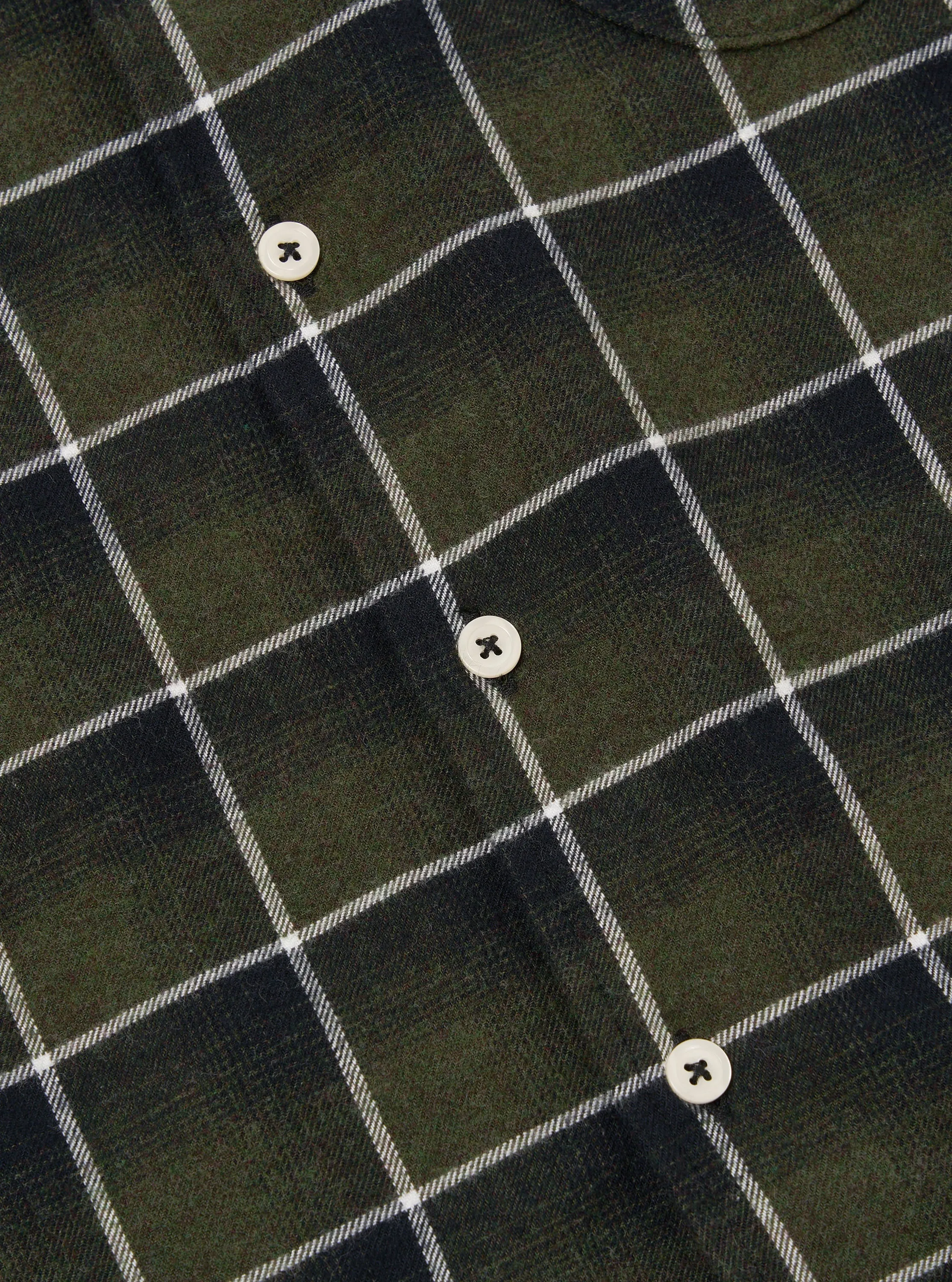 Universal Works Lazy Day Shirt in Olive Brushed Twill Check sold by Universal Works product image thumbnail 5