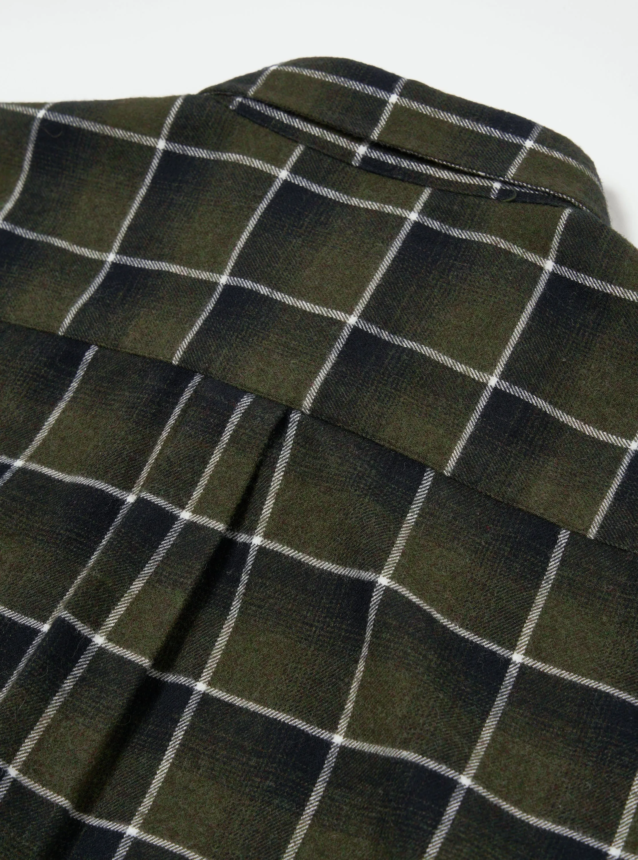 Universal Works Lazy Day Shirt in Olive Brushed Twill Check sold by Universal Works product image thumbnail 4