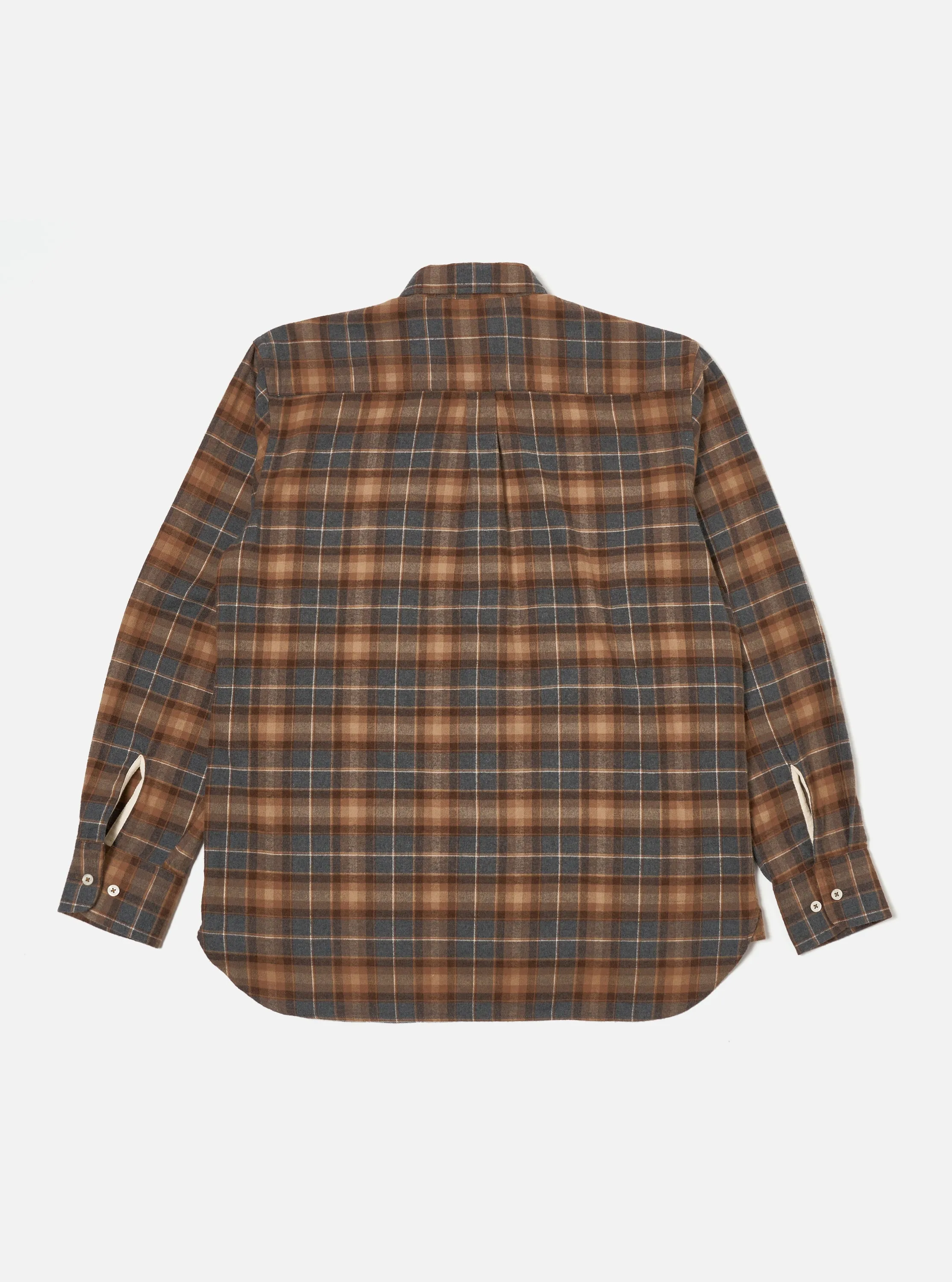 Universal Works Lazy Day Shirt in Brown/Grey Brushed Twill Check sold by Universal Works product image thumbnail 2
