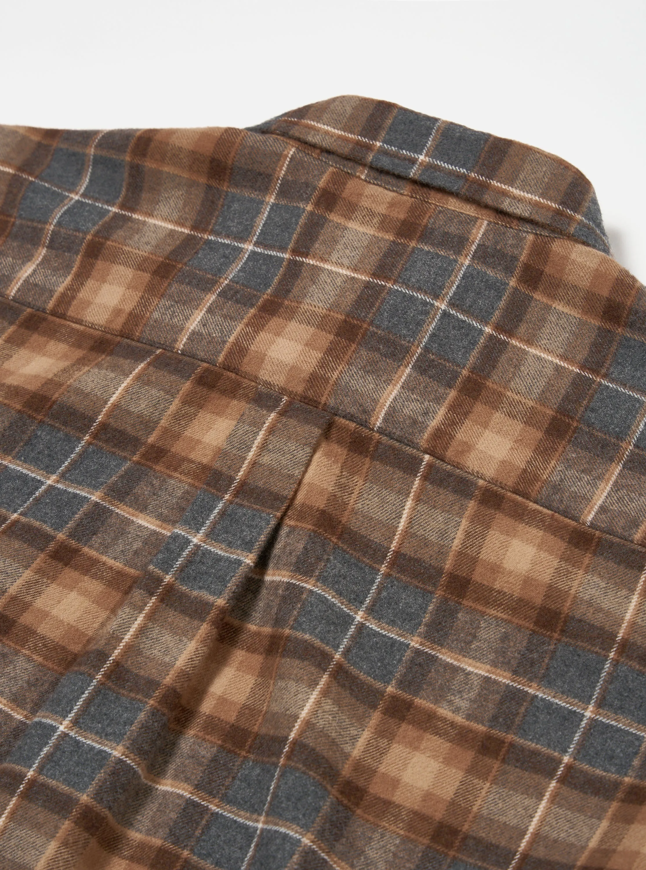 Universal Works Lazy Day Shirt in Brown/Grey Brushed Twill Check sold by Universal Works product image thumbnail 4