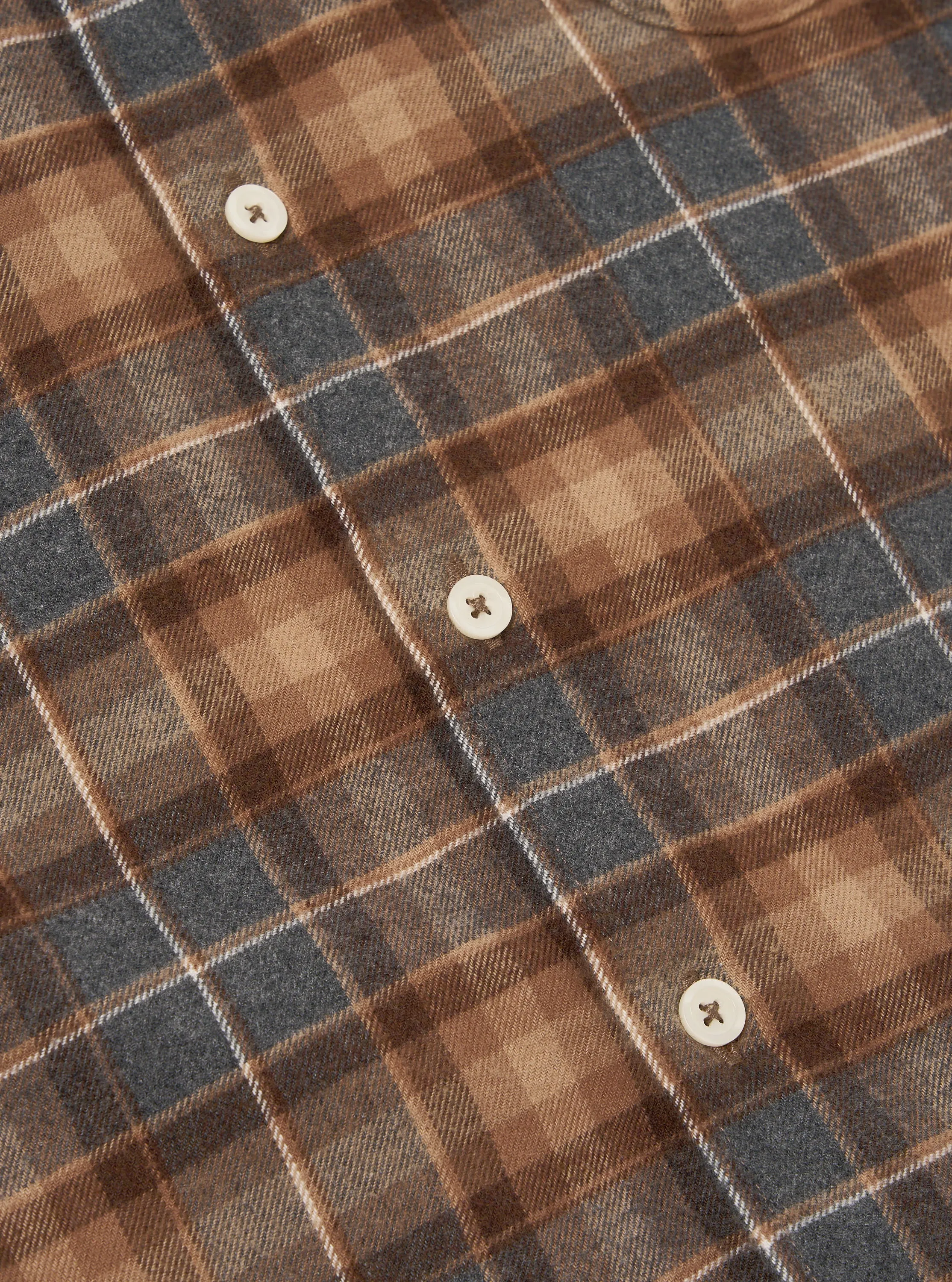 Universal Works Lazy Day Shirt in Brown/Grey Brushed Twill Check sold by Universal Works product image thumbnail 5