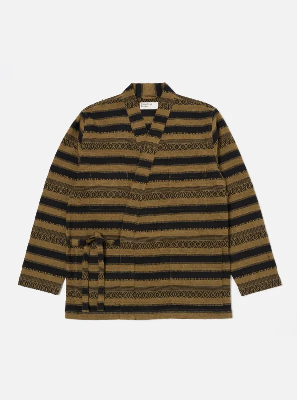 Universal Works Kyoto Work Jacket in Khaki Blanket Stripe sold by Universal Works