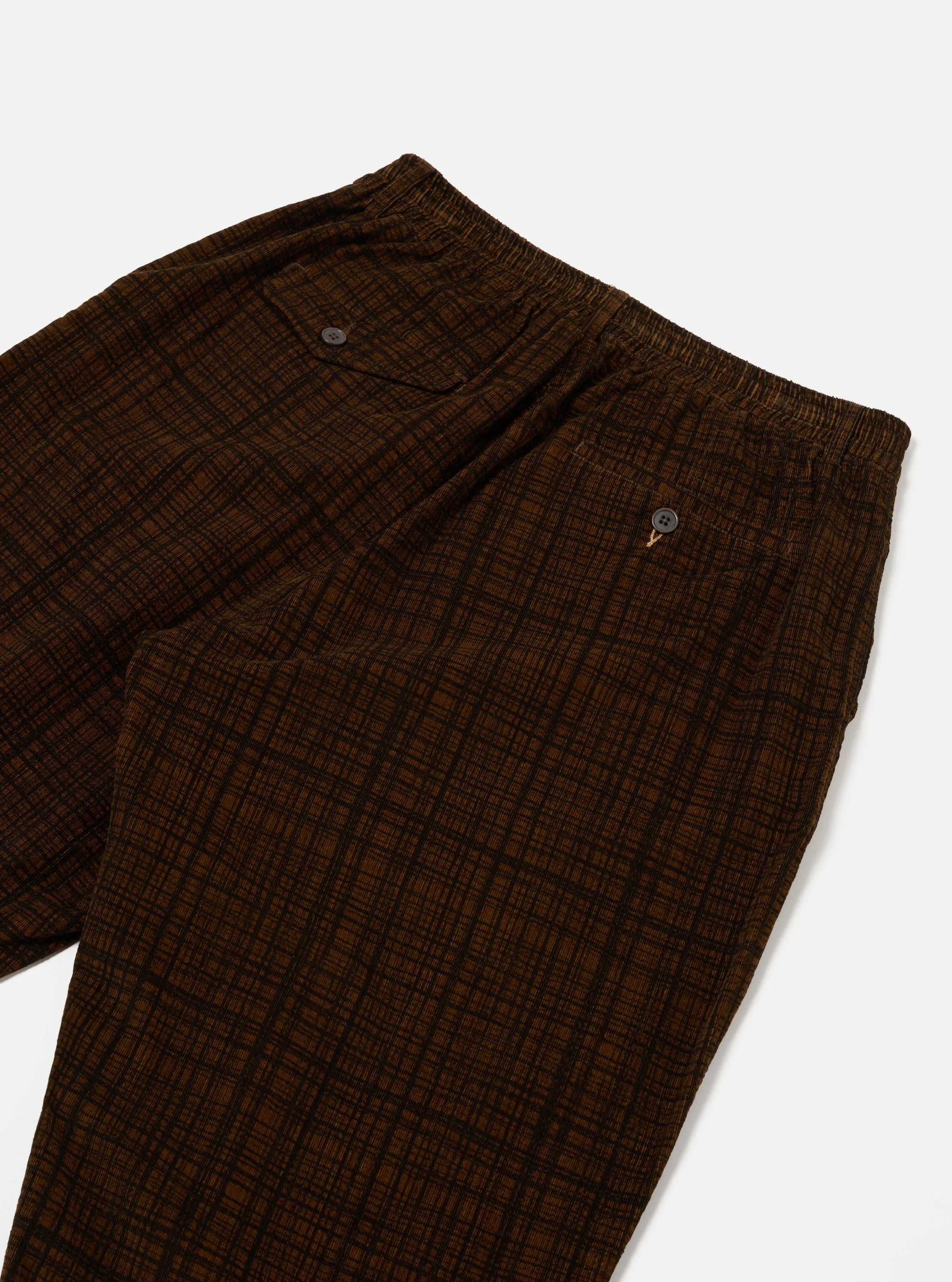 Brown Check Cord Seersucker Pleated Track Pant sold by Universal Works product image thumbnail 4