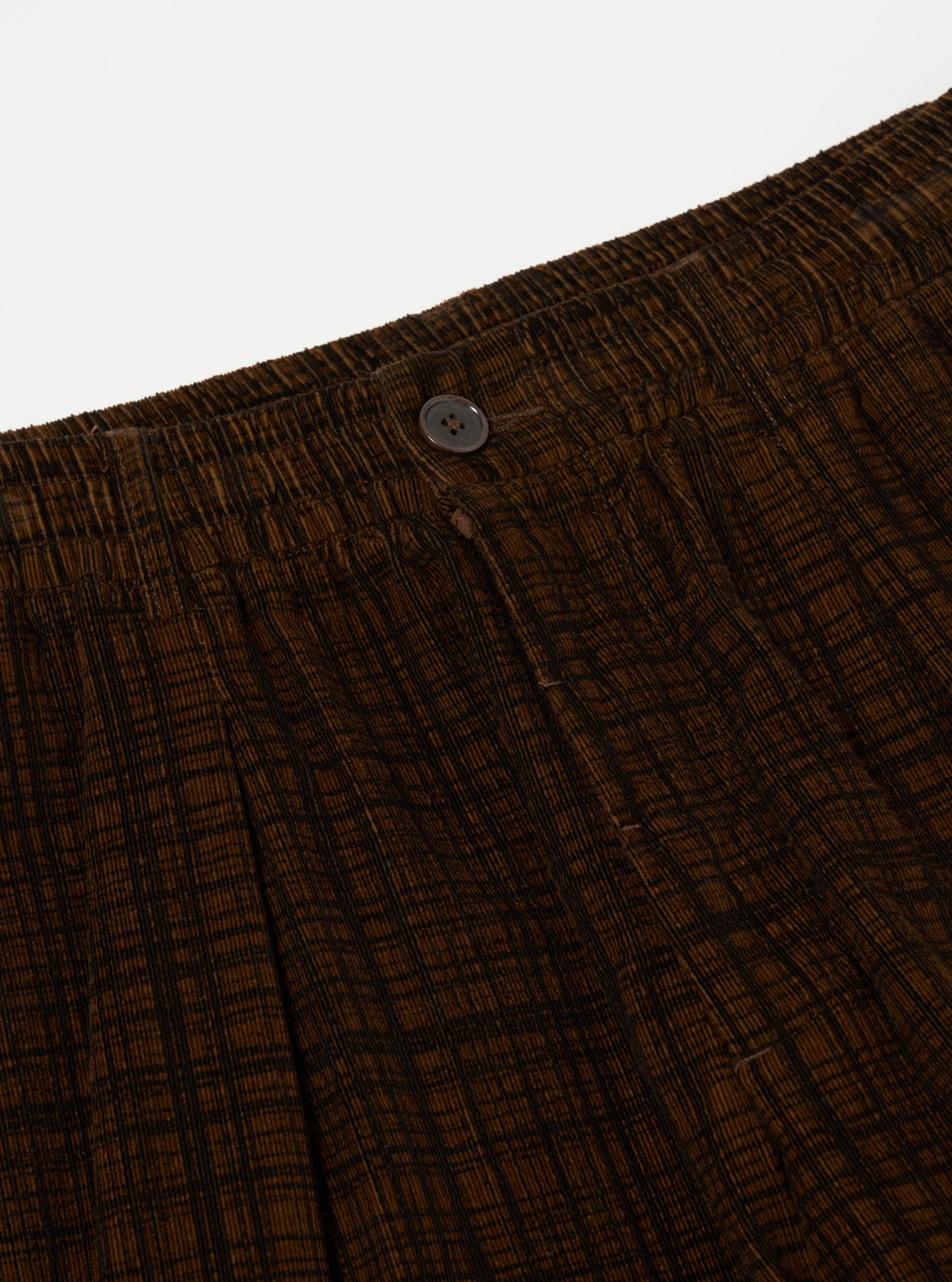 Brown Check Cord Seersucker Pleated Track Pant sold by Universal Works product image thumbnail 3