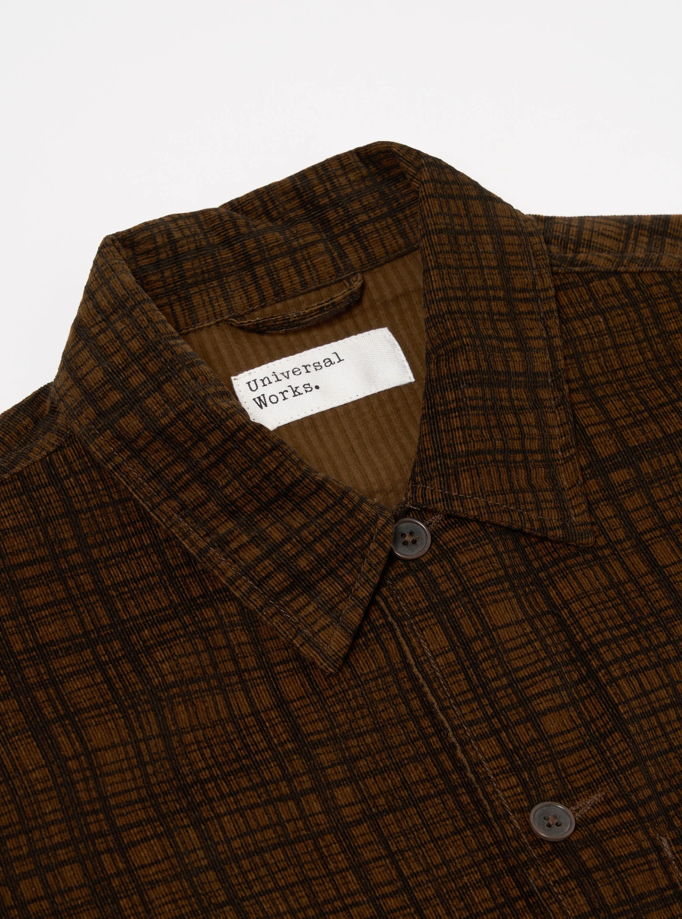 Universal Works Uniform Jacket in Brown Check Cord Seersucker sold by Universal Works product image thumbnail 3