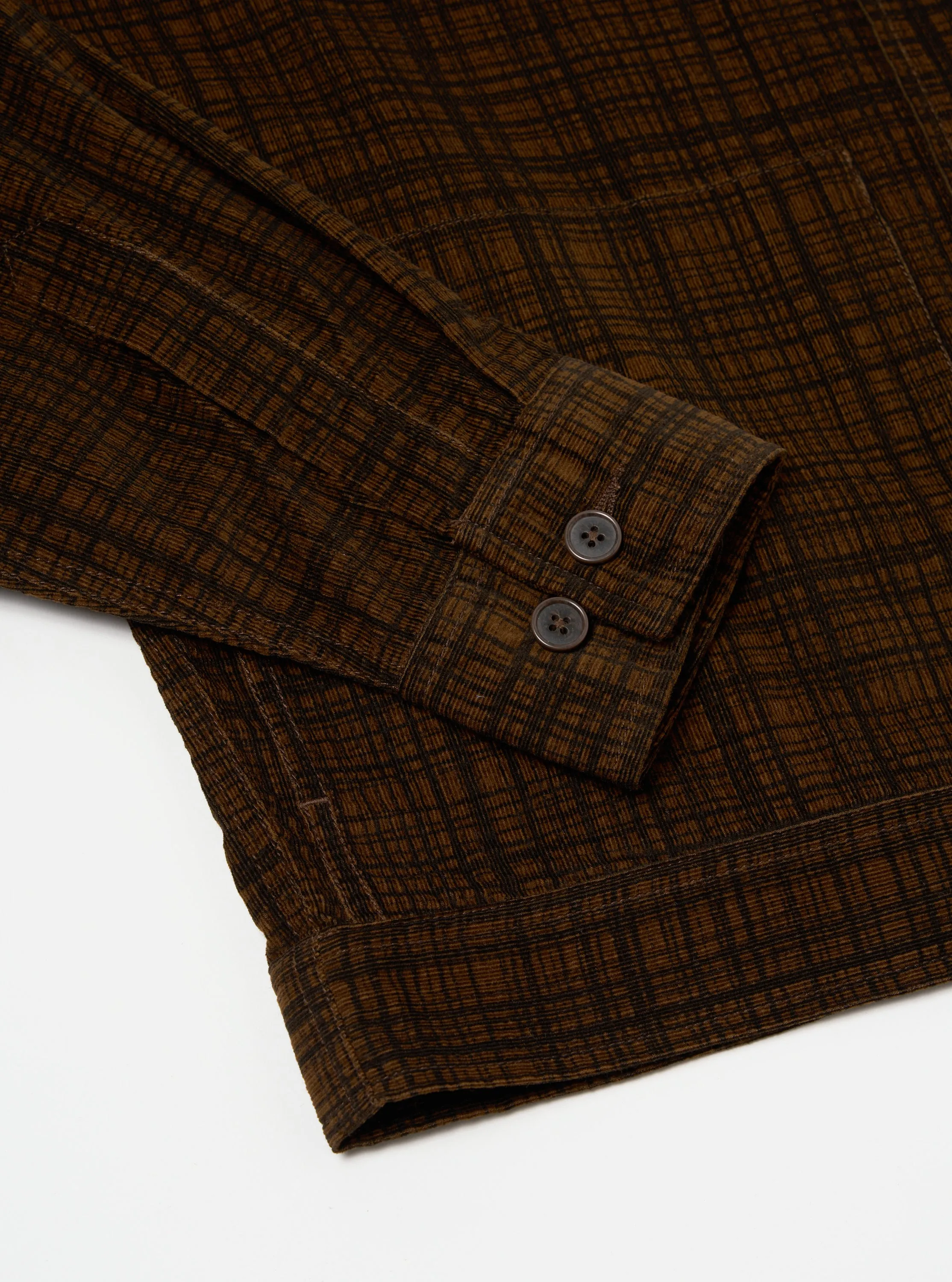 Universal Works Uniform Jacket in Brown Check Cord Seersucker sold by Universal Works product image thumbnail 5