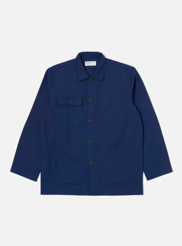 Universal Works Dockside Overshirt in Indigo Textured Cotton sold by Universal Works