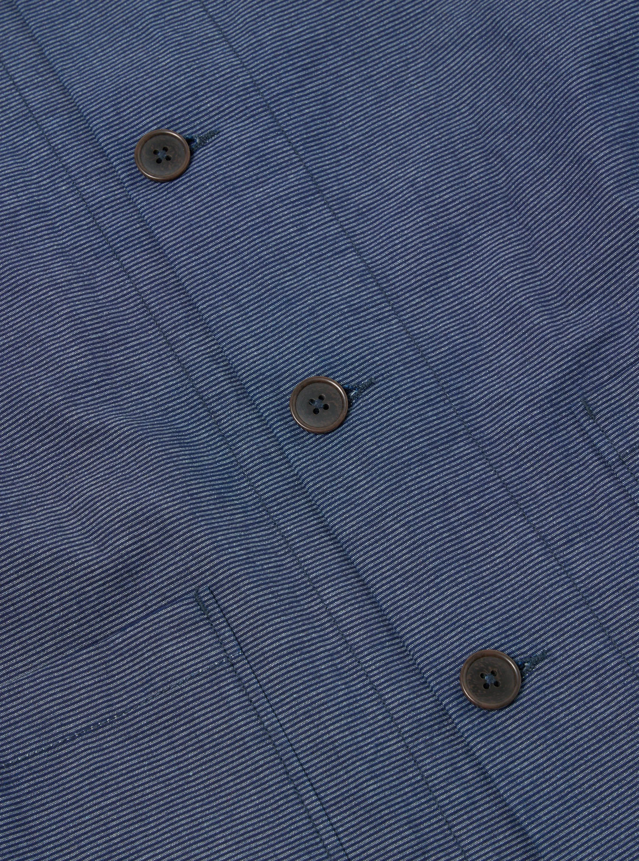 Universal Works Travail Overshirt in Indigo Denim Pinstripe sold by Universal Works product image thumbnail 4