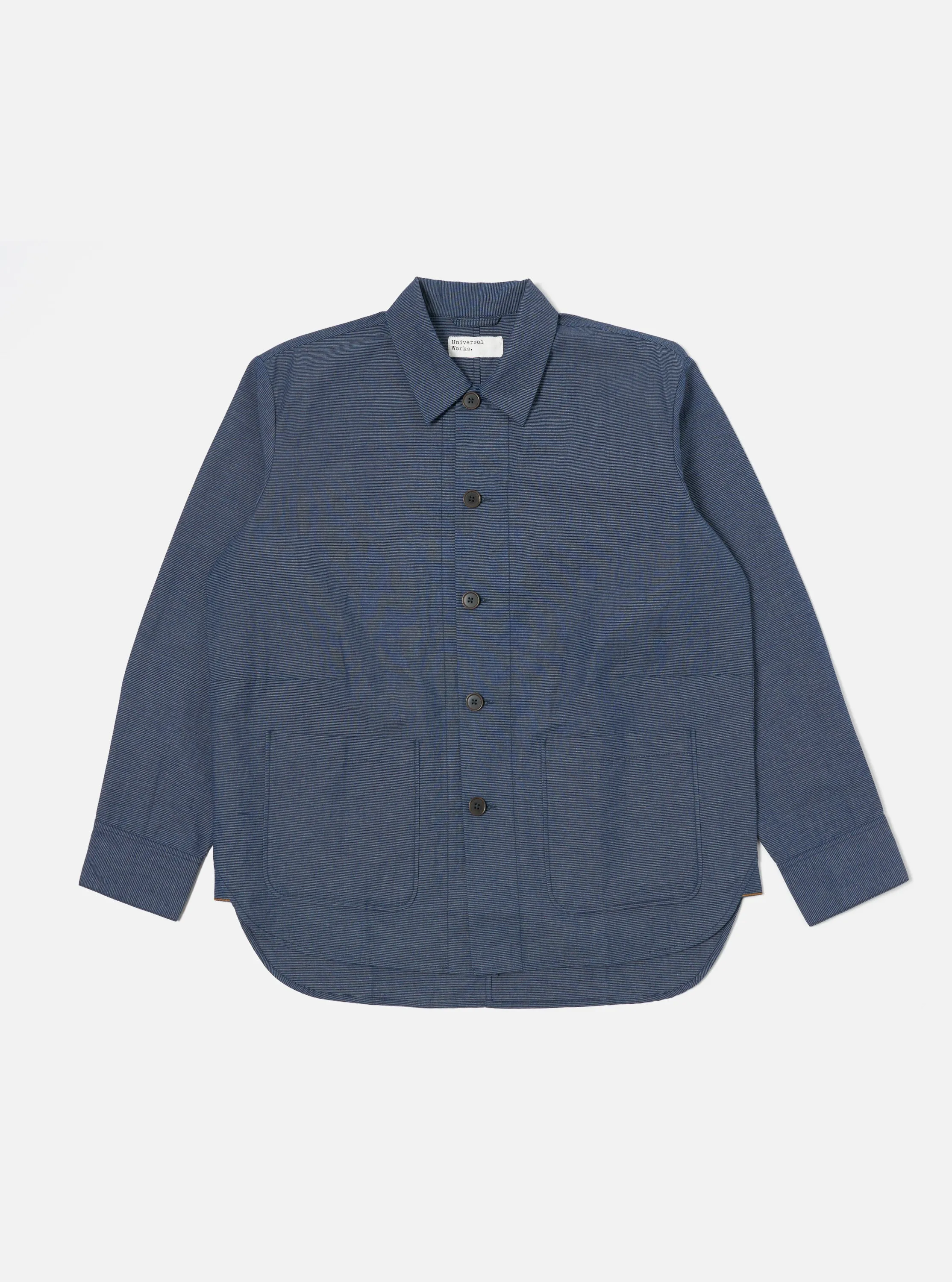 Universal Works Travail Overshirt in Indigo Denim Pinstripe sold by Universal Works