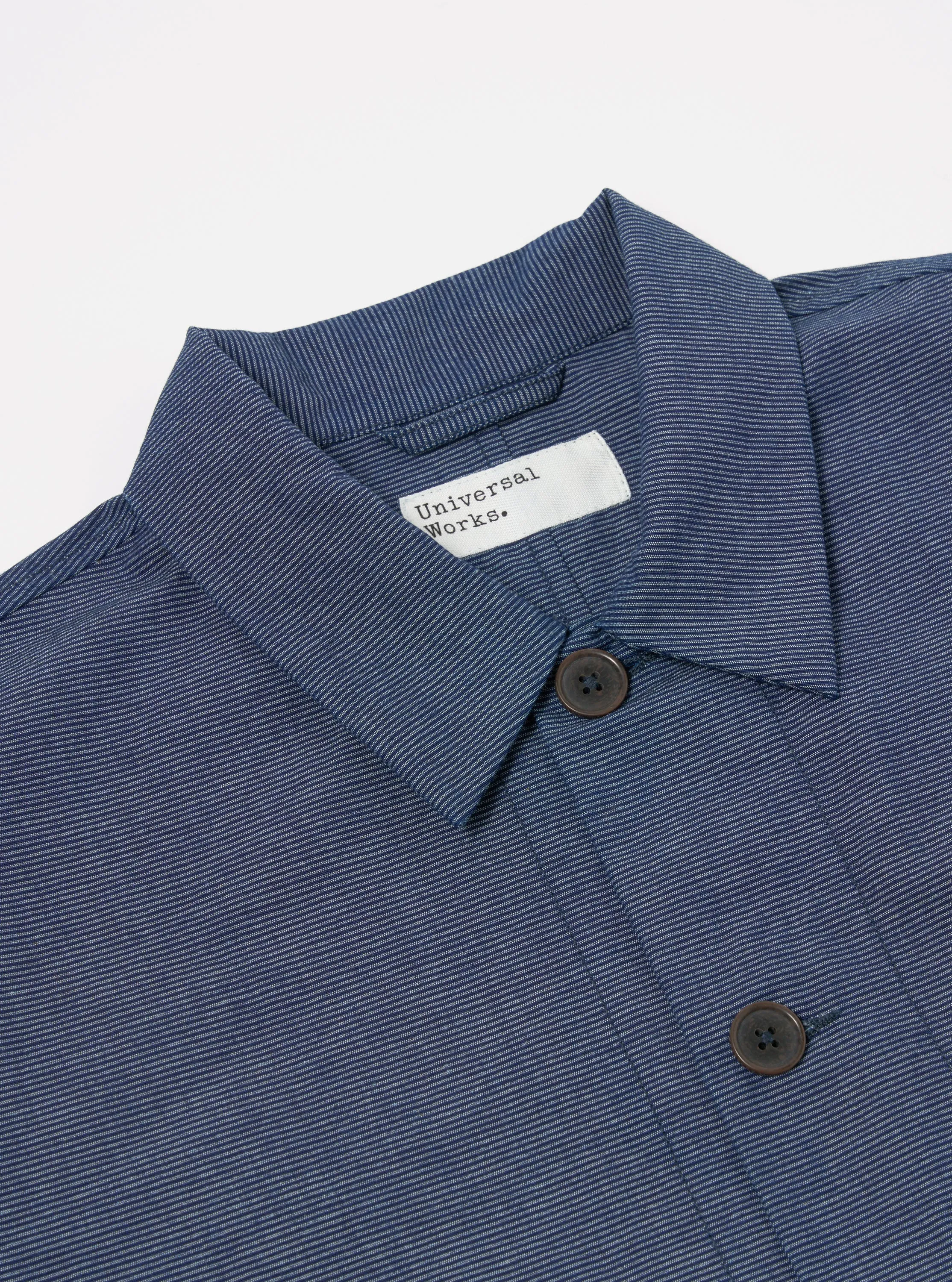 Universal Works Travail Overshirt in Indigo Denim Pinstripe sold by Universal Works product image thumbnail 3