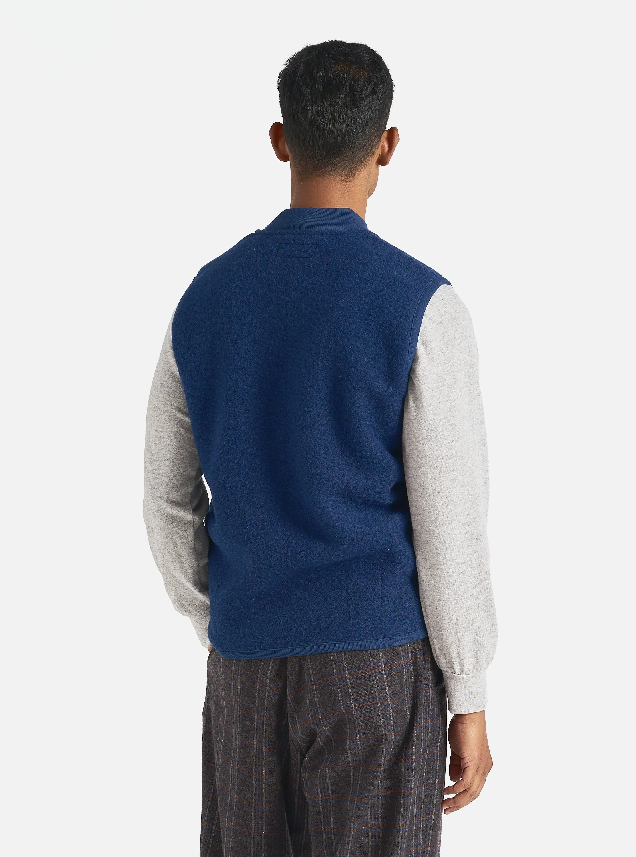 Universal Works Zip Waistcoat in Indigo Wool Fleece sold by Universal Works product image thumbnail 2