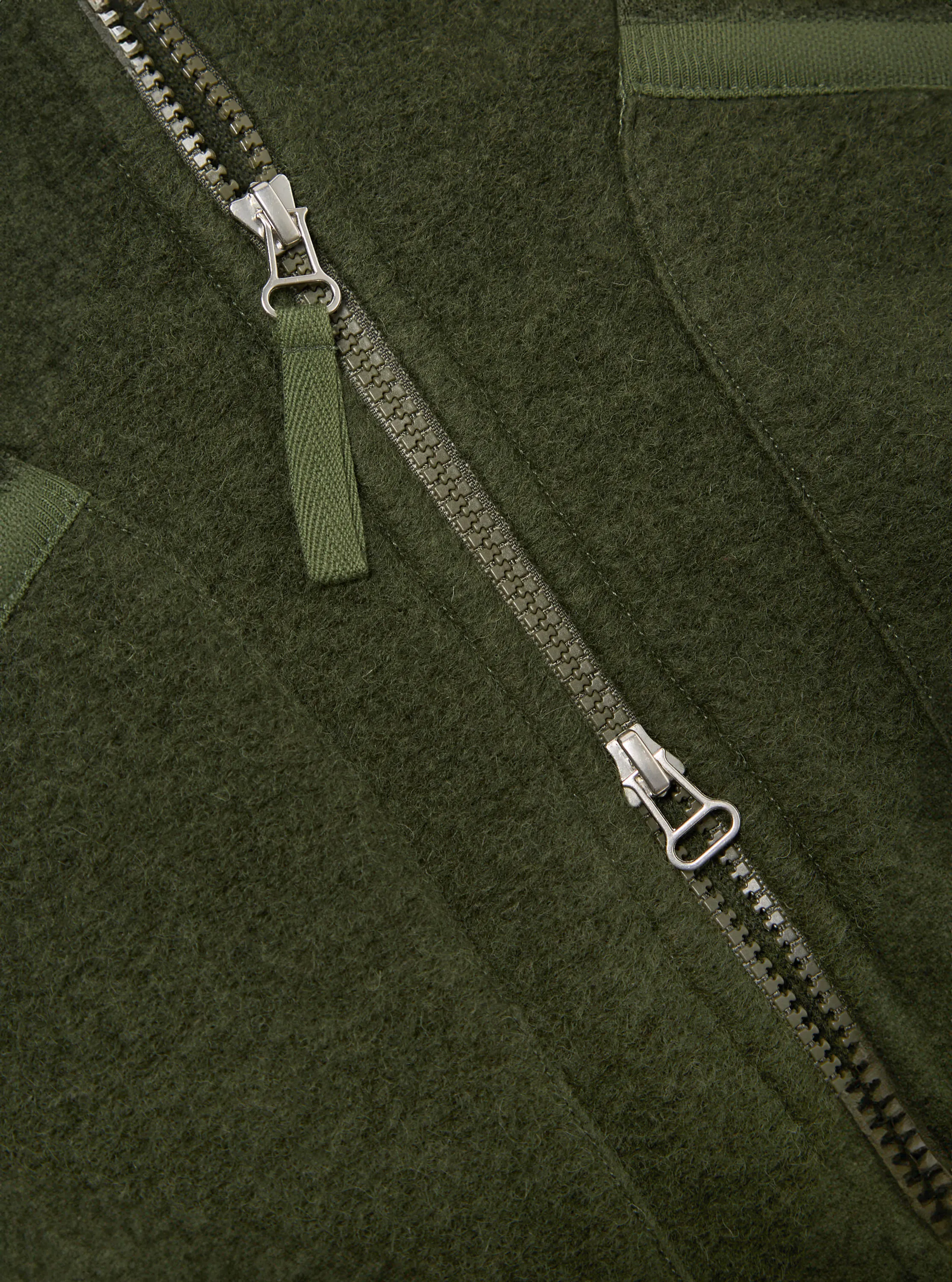 Universal Works Zip Waistcoat in Olive Wool Fleece sold by Universal Works product image thumbnail 4
