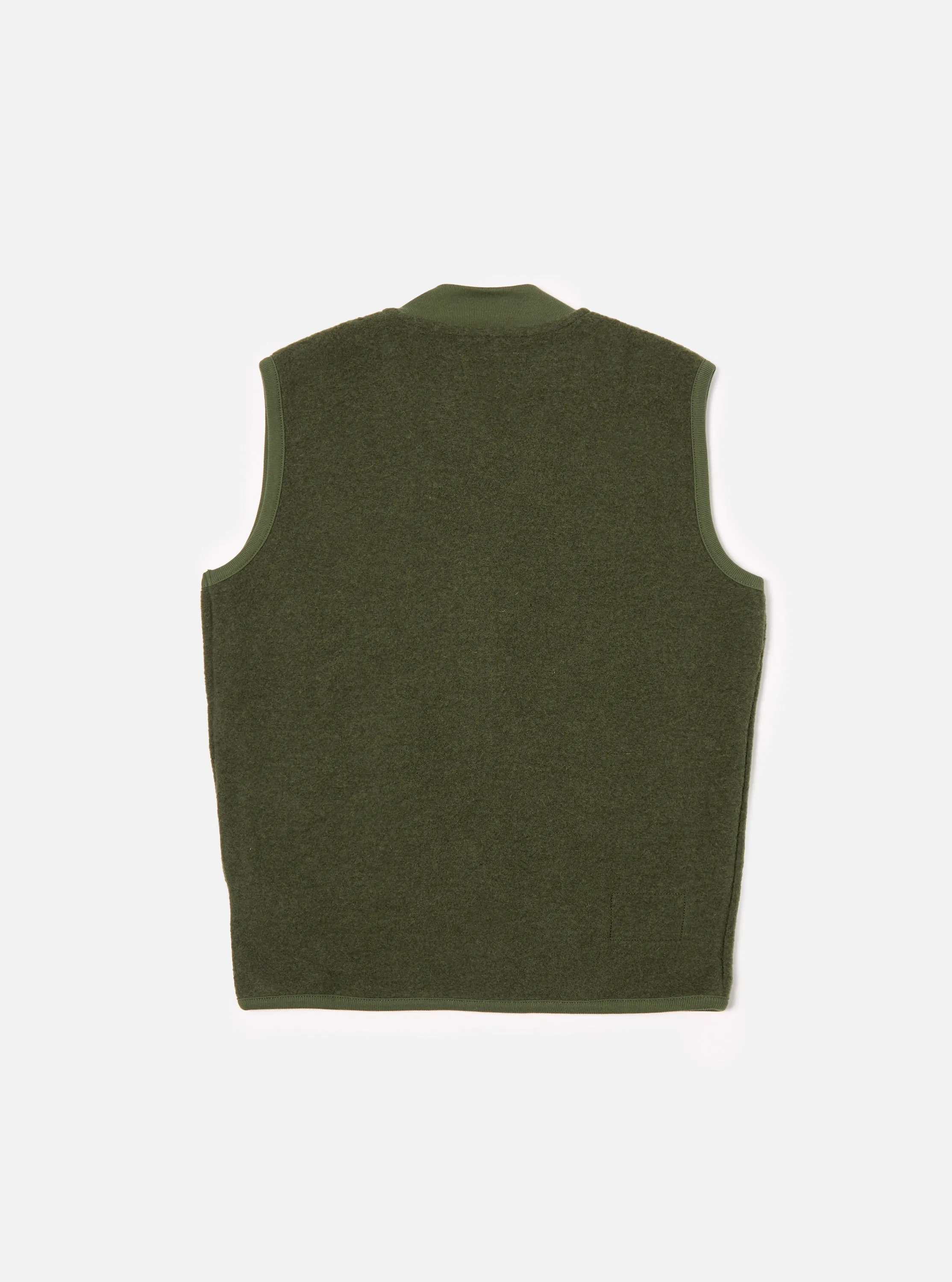 Universal Works Zip Waistcoat in Olive Wool Fleece sold by Universal Works product image thumbnail 2