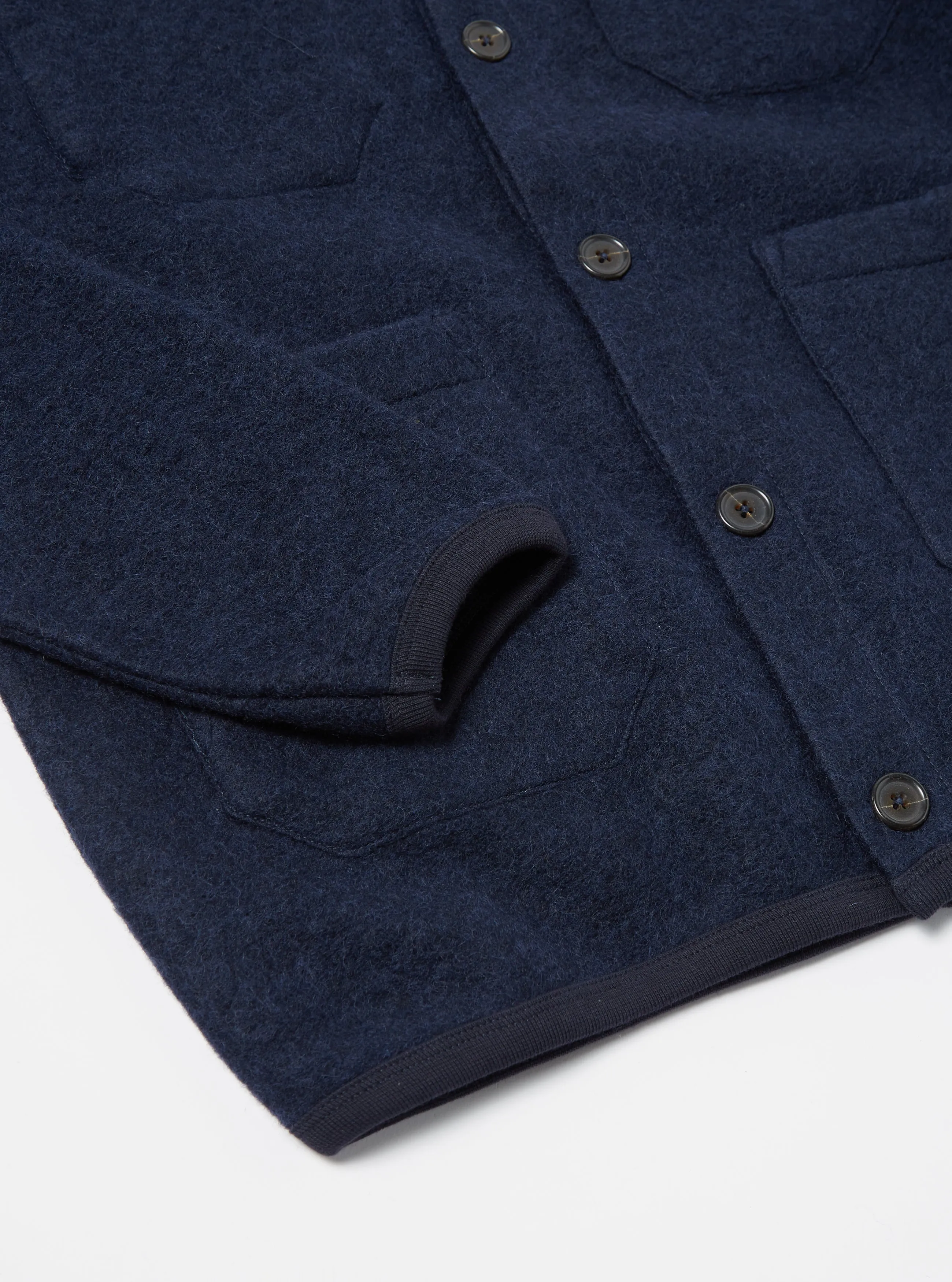 Universal Works Cardigan in Navy Wool Fleece sold by Universal Works product image thumbnail 5