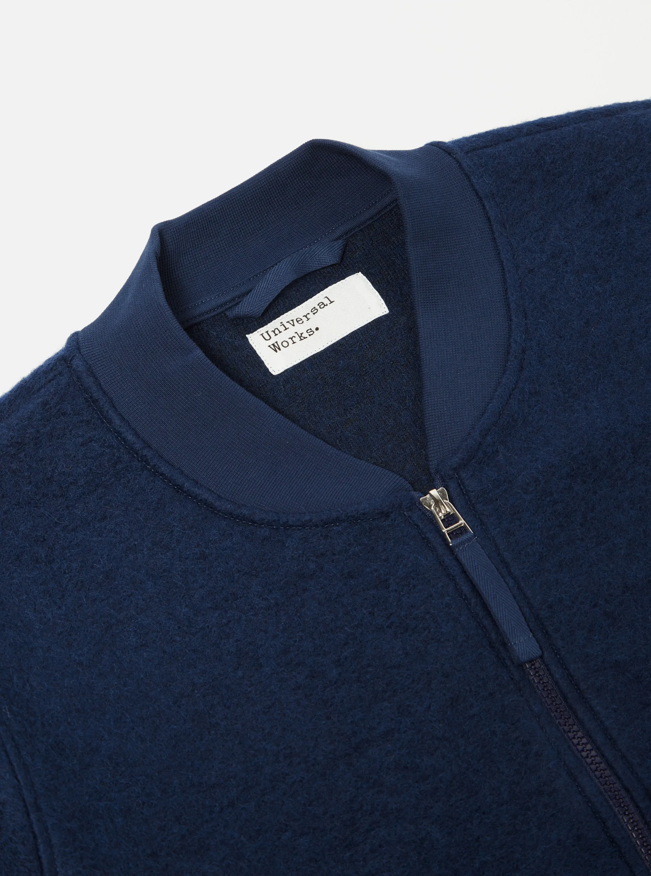 Universal Works Zip Bomber in Indigo Wool Fleece sold by Universal Works product image thumbnail 3