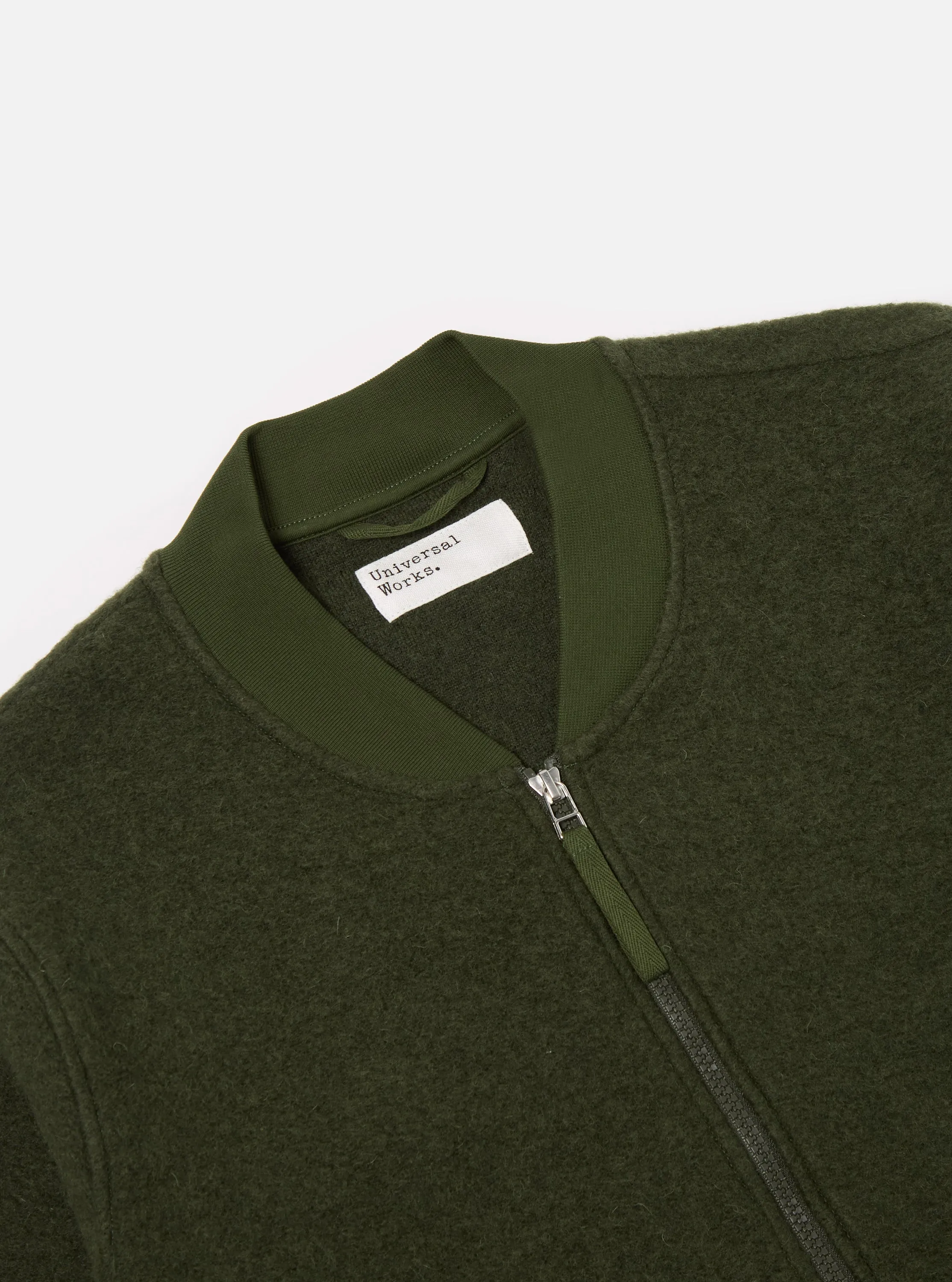 Universal Works Zip Bomber in Olive Wool Fleece sold by Universal Works product image thumbnail 3