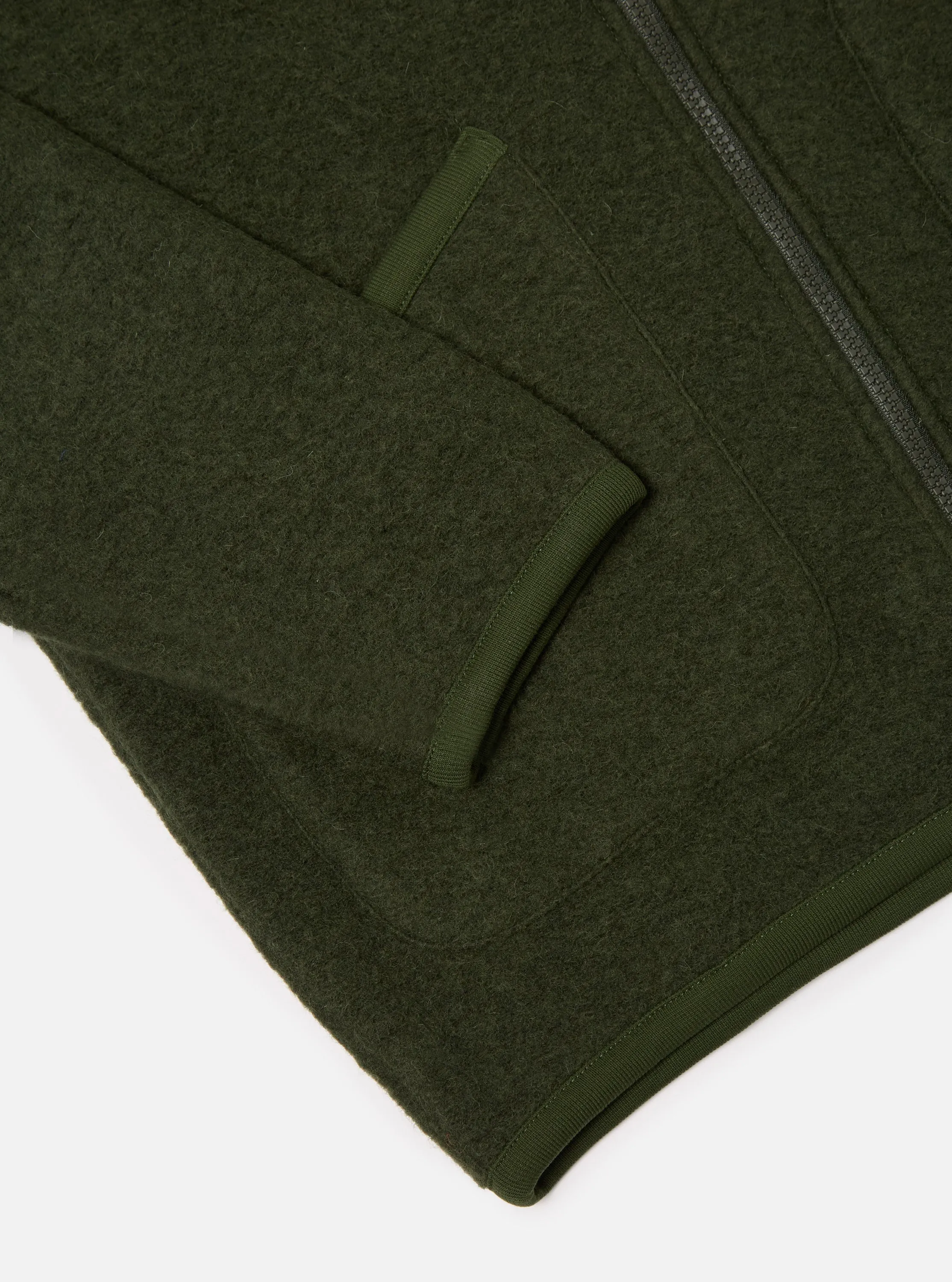 Universal Works Zip Bomber in Olive Wool Fleece sold by Universal Works product image thumbnail 5