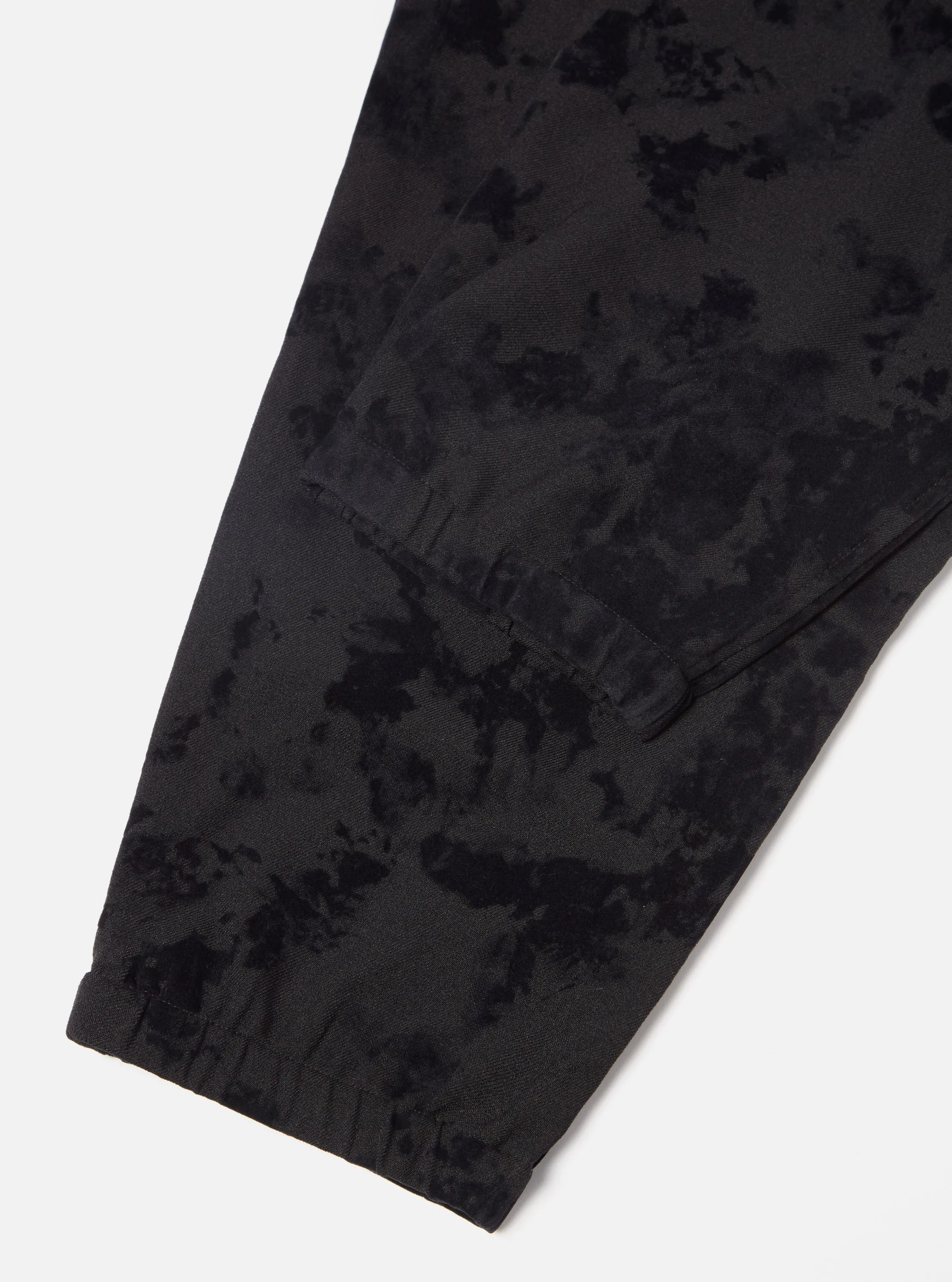 Universal Works K Track Pant in Black Japanese Flock Camo sold by Universal Works product image thumbnail 5