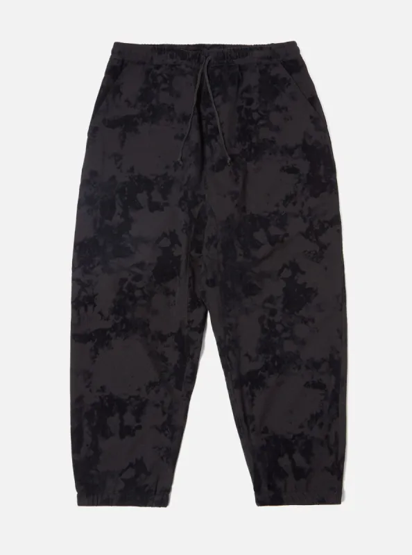 Universal Works K Track Pant in Black Japanese Flock Camo made by Universal Works
