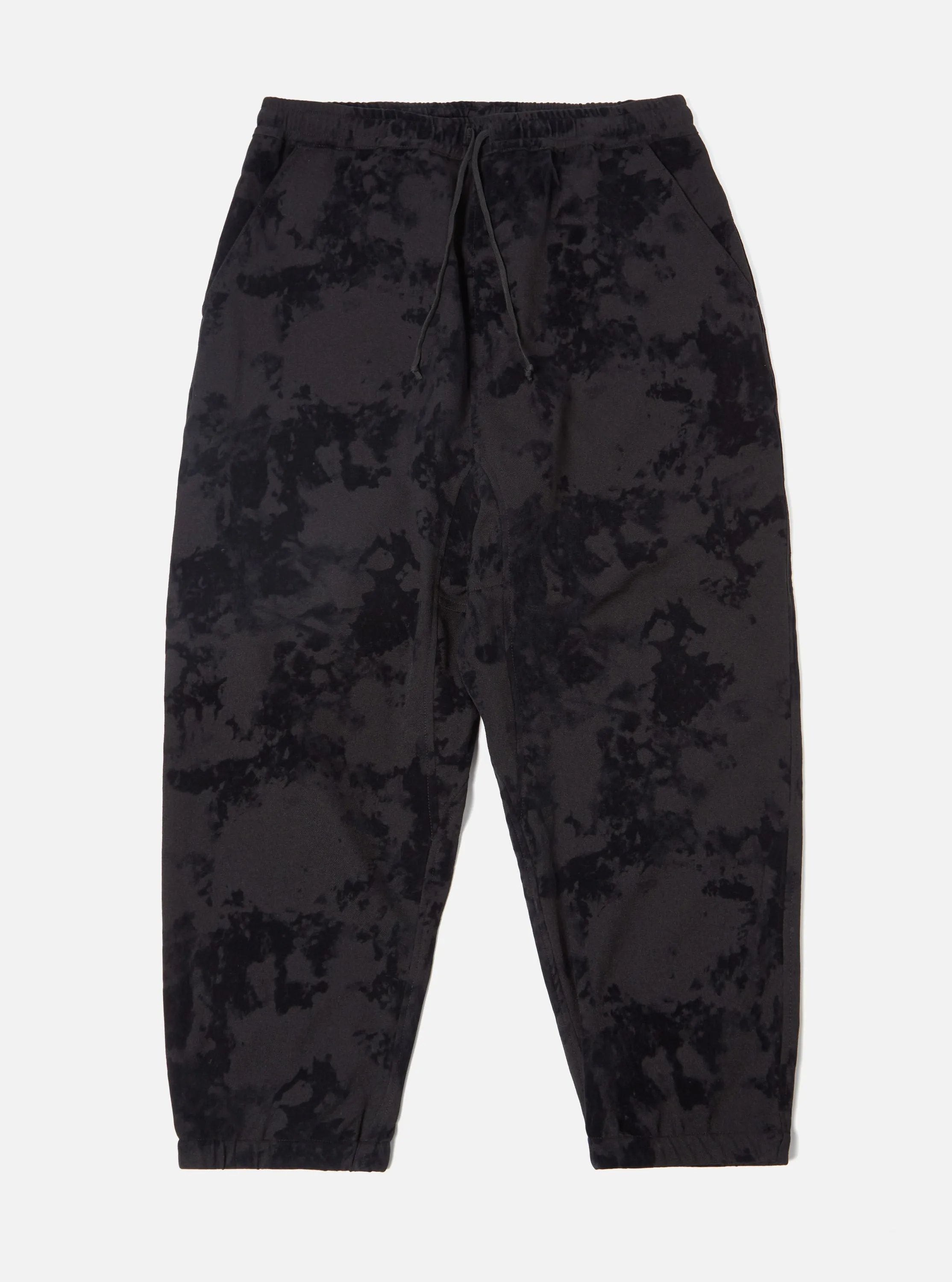 Universal Works K Track Pant in Black Japanese Flock Camo sold by Universal Works